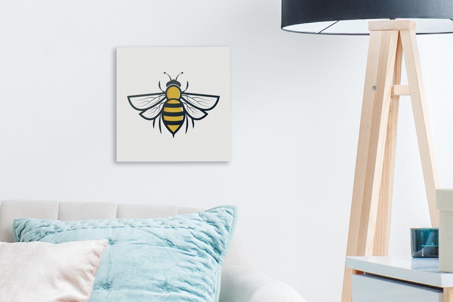 einer Bilder OneMillionCanvasses® Eine Wohnzimmer (1 Leinwand Biene, für St), Leinwandbild Schlafzimmer Illustration