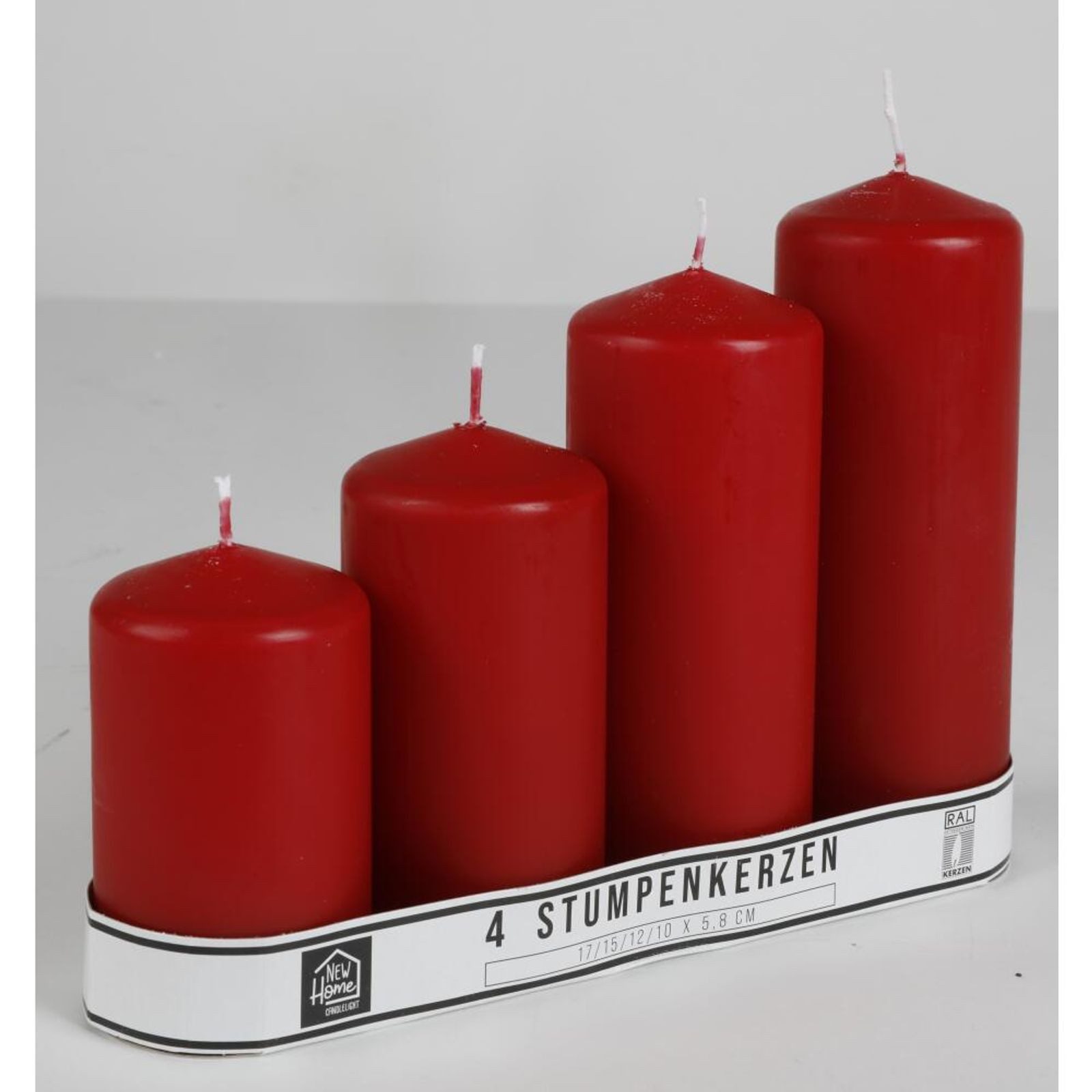 BURI Adventskerze Stufenstumpen 4er-Set D58×H100 mm