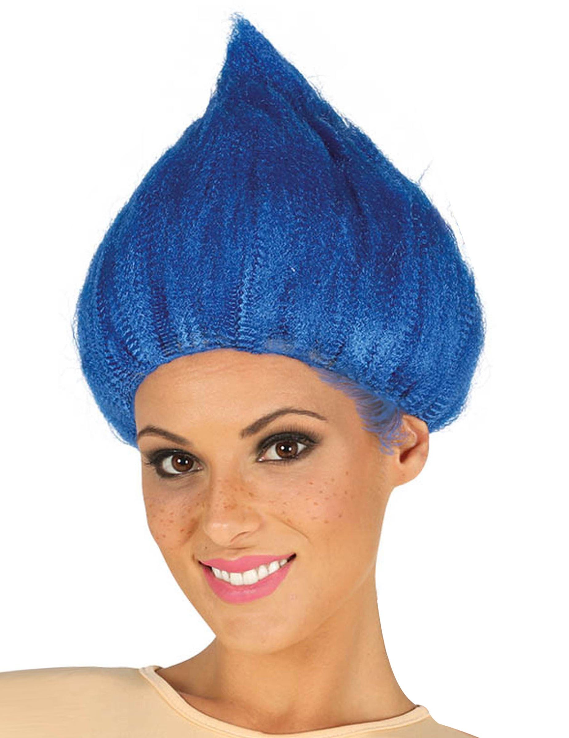 Kostüm Troll-Perücke für Erwachsene blau