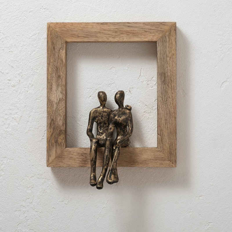 Moritz Skulptur »Gemeinsam Was Kommt 22 x 3 x 25 cm«, Dekoobjekt Holz, Tischdeko, Fensterdeko, Wanddeko, Holzdeko