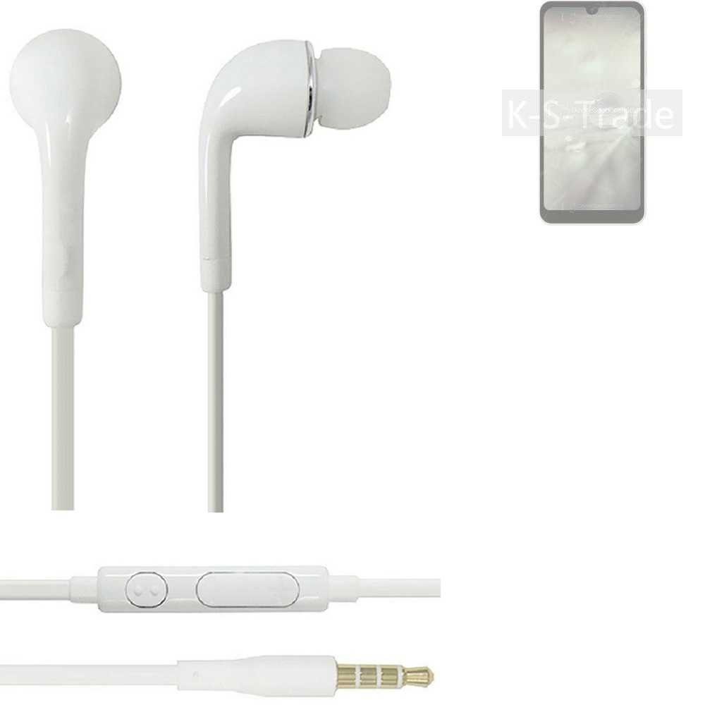 Wish2 Lautstärkeregler für K-S-Trade Headset (Kopfhörer 3,5mm) In-Ear-Kopfhörer Aquos weiß Sharp Mikrofon u mit