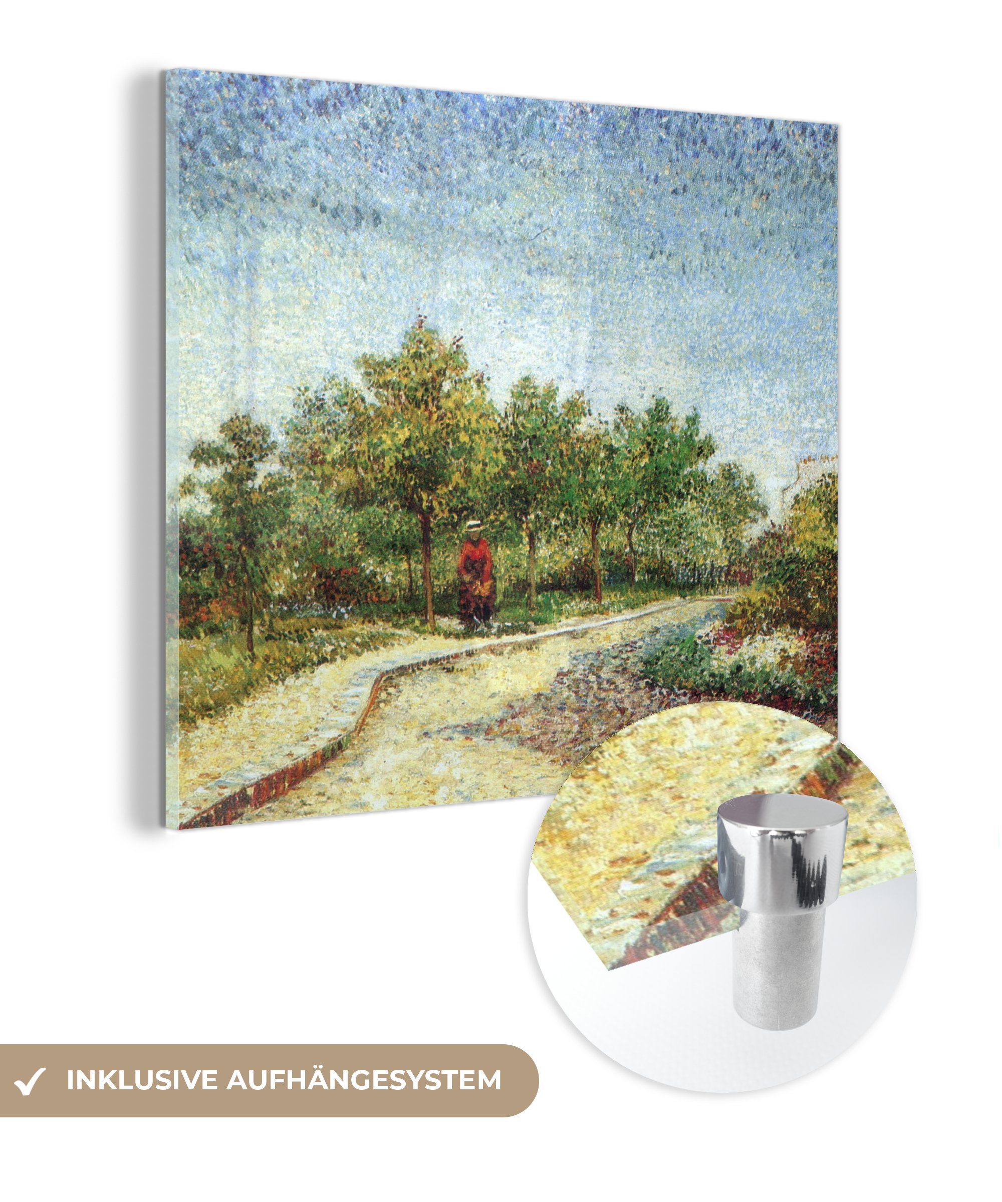 MuchoWow Acrylglasbild Allee im Park Voyer d'Argenson in Asnieres - Gemälde von Vincent van, (1 St), Glasbilder - Bilder auf Glas Wandbild - Foto auf Glas - Wanddekoration