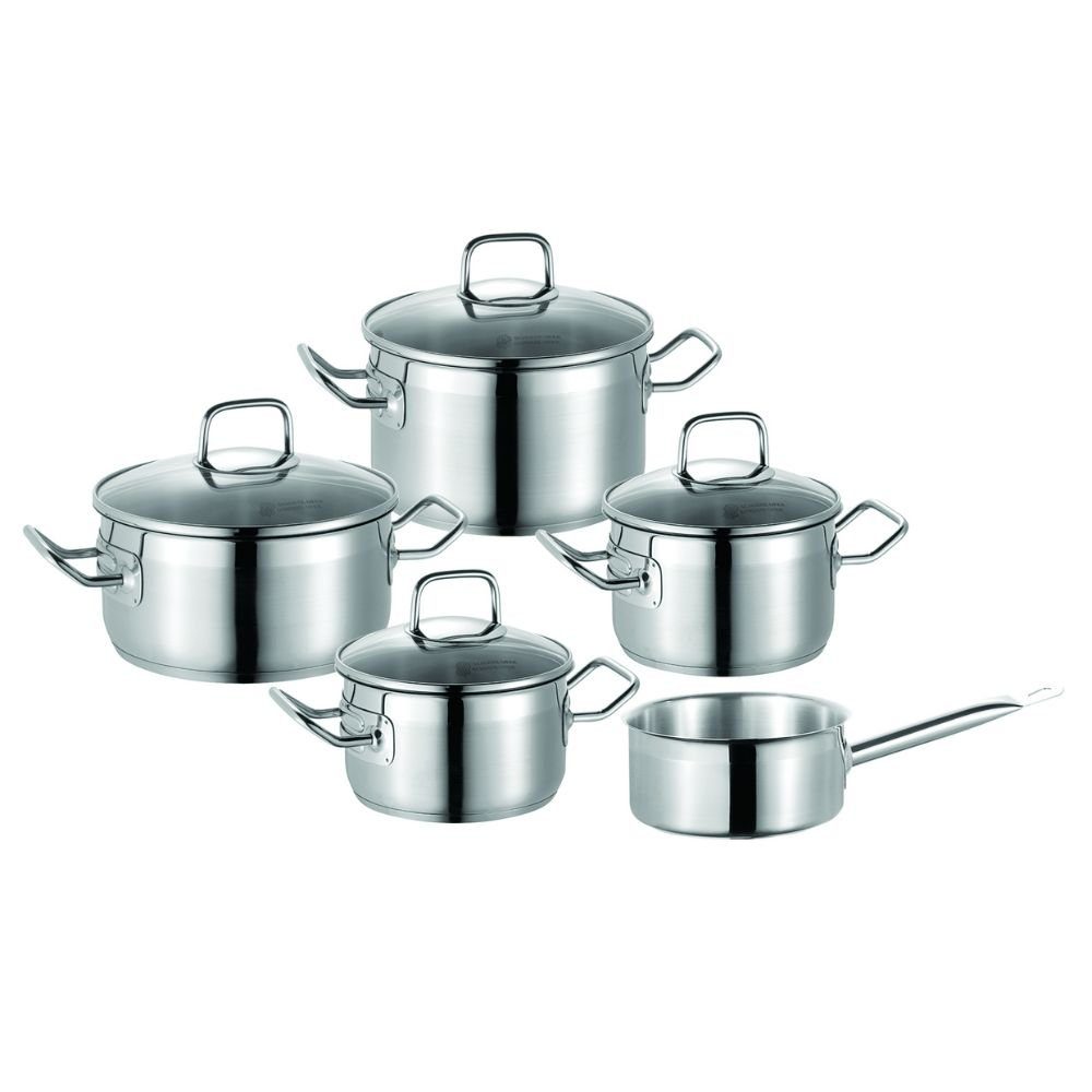 SCHULTE-UFER Topf-Set Profi-Star, Edelstahl (5-tlg), Ofenfest, Edelstahl