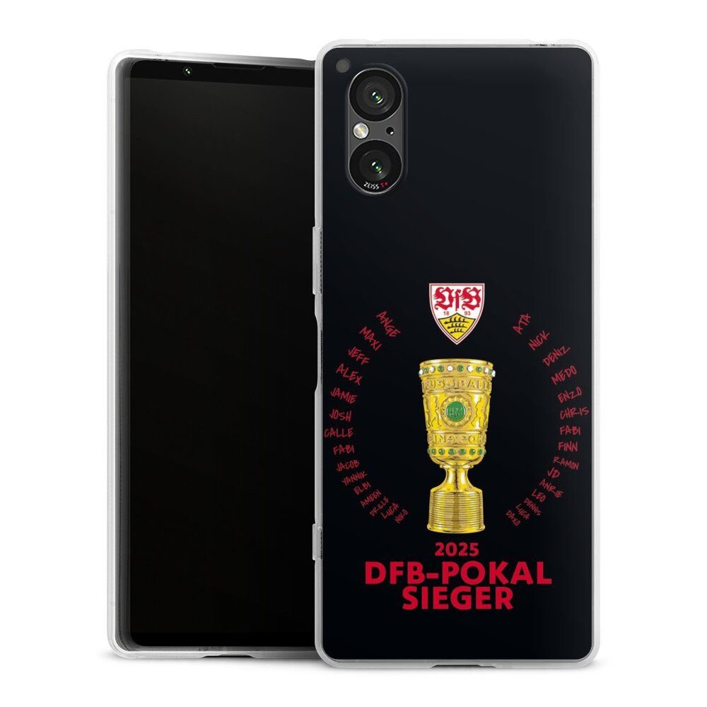 DeinDesign Handyhülle VfB Stuttgart Pokal Offizielles Lizenzprodukt, Sony Xperia 5 V Silikon Hülle Bumper Case Handy Schutzhülle