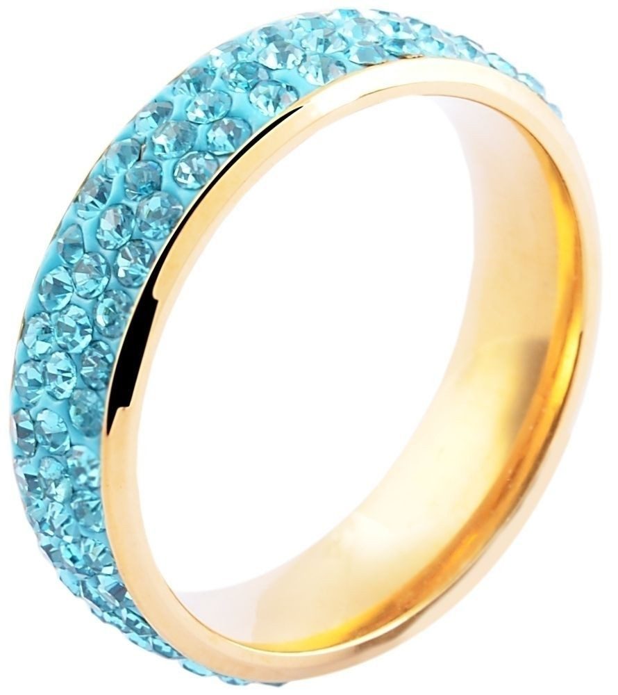 Fingerring aus Edelstahl mit Kristallbesatz