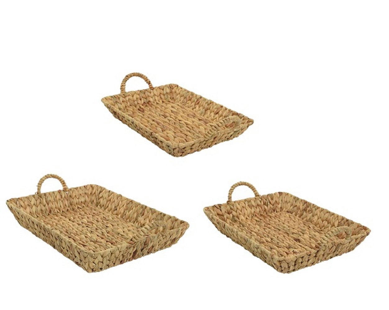Kaemingk Dekotablett Tablett rechteckig Griff Wasserhyazinthe 40x30x6 cm klein