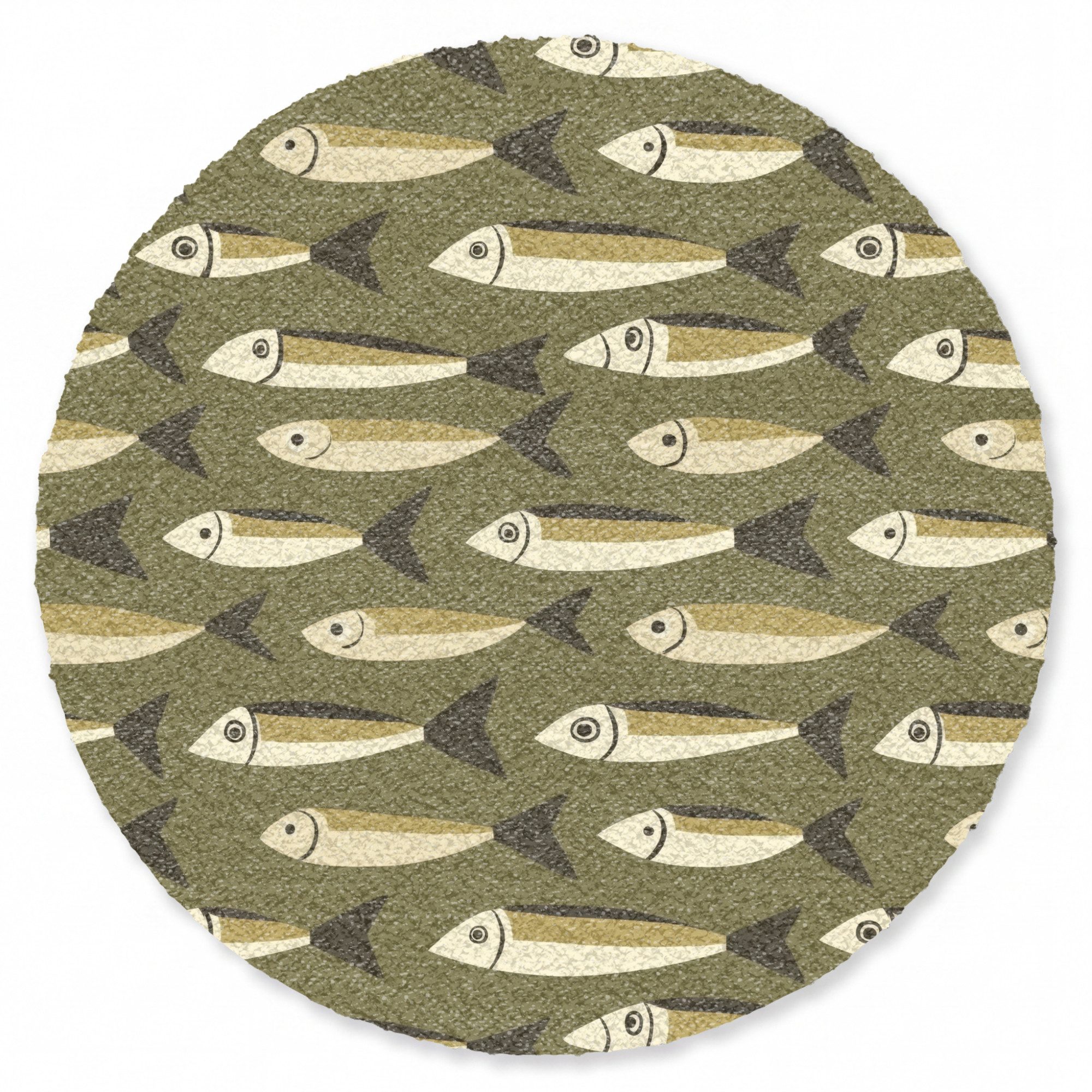 MuchoWow Fußmatte Rund Fisch - Muster - Grün, Rechteckig, Sauberlaufmatte, Fußabtreter, Türvorleger 120x120 cm