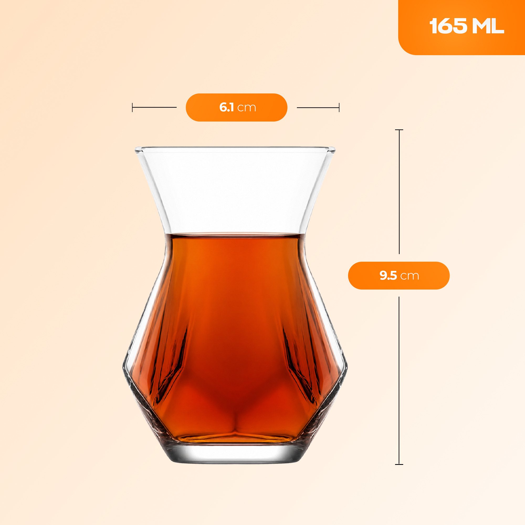LAV Gläser-Set Alya 6x Teegläser + 6x Unterteller, 6-tlg., Glas, 12-tlg. Set, 165ml, ideal für Teegenuss – Bild 3 von 5