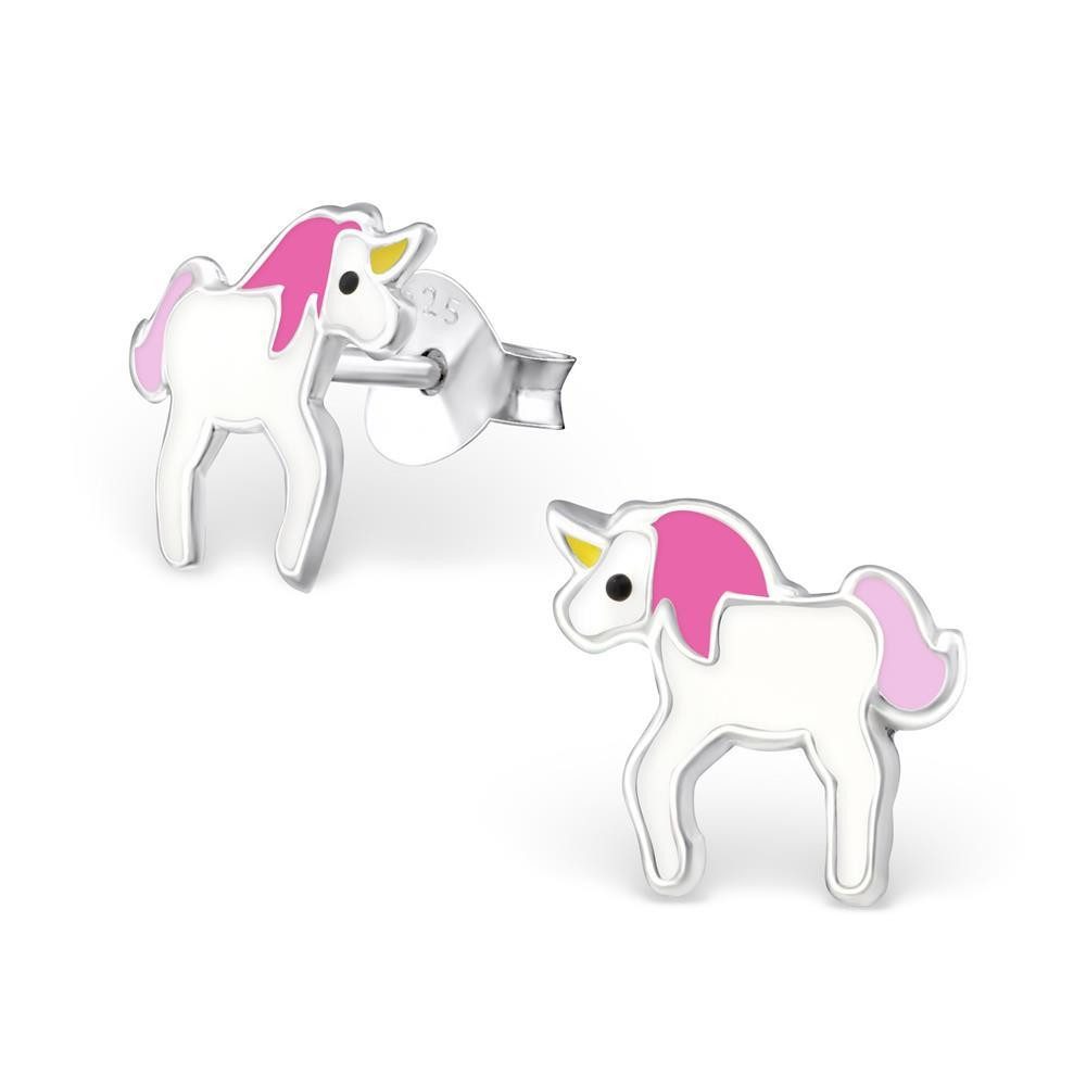 Ohrring-Set Pink-Rosa - Ohrstecker Einhorn Unicorn aus 925 Silber für Kinder