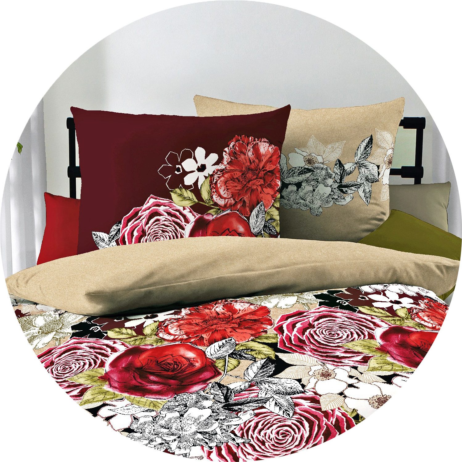 Kaeppel Bettwäsche Kaeppel Linon / Renforcé Bettwäsche 135x200cm 2 tlg. Dolce Vita, Renforcé, 2 teilig, Bettwäsche mit großem Blumenmotiv und einem Wendekopfkissen