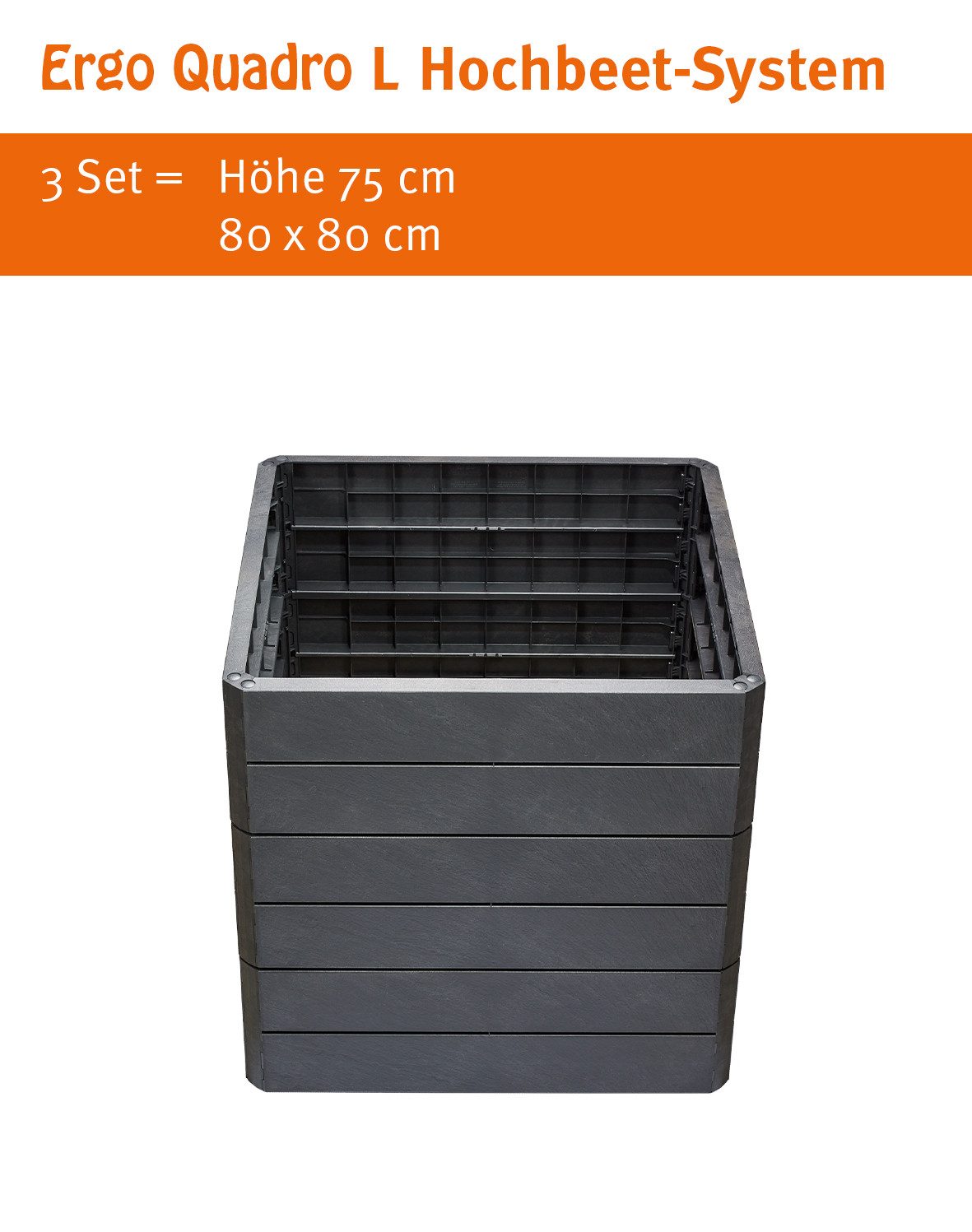 GARANTIA Hochbeet ERGO QUADRO L Hochbeet-System Stone 4 Paneele inkl. Verbinder