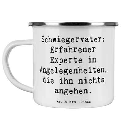 Mr. & Mrs. Panda Becher Experte Schwiegervater - Weiß - Geschenk, Emaille Campingbecher, Meta, Emaille, Ästhetisch & langlebig