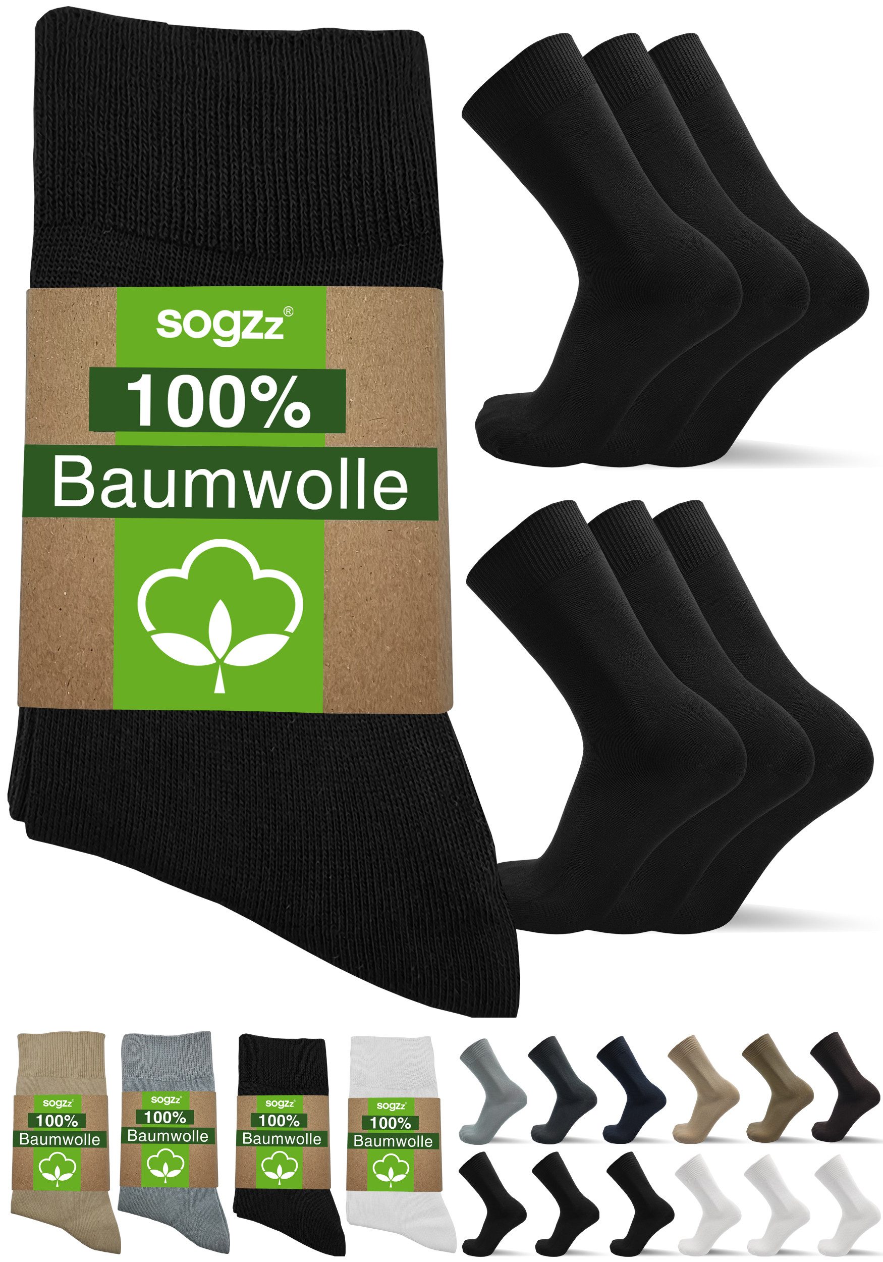 sogzz Businesssocken 6-12 Paar 100% Baumwolle Herren Herrensocken Schwarz W günstig online kaufen