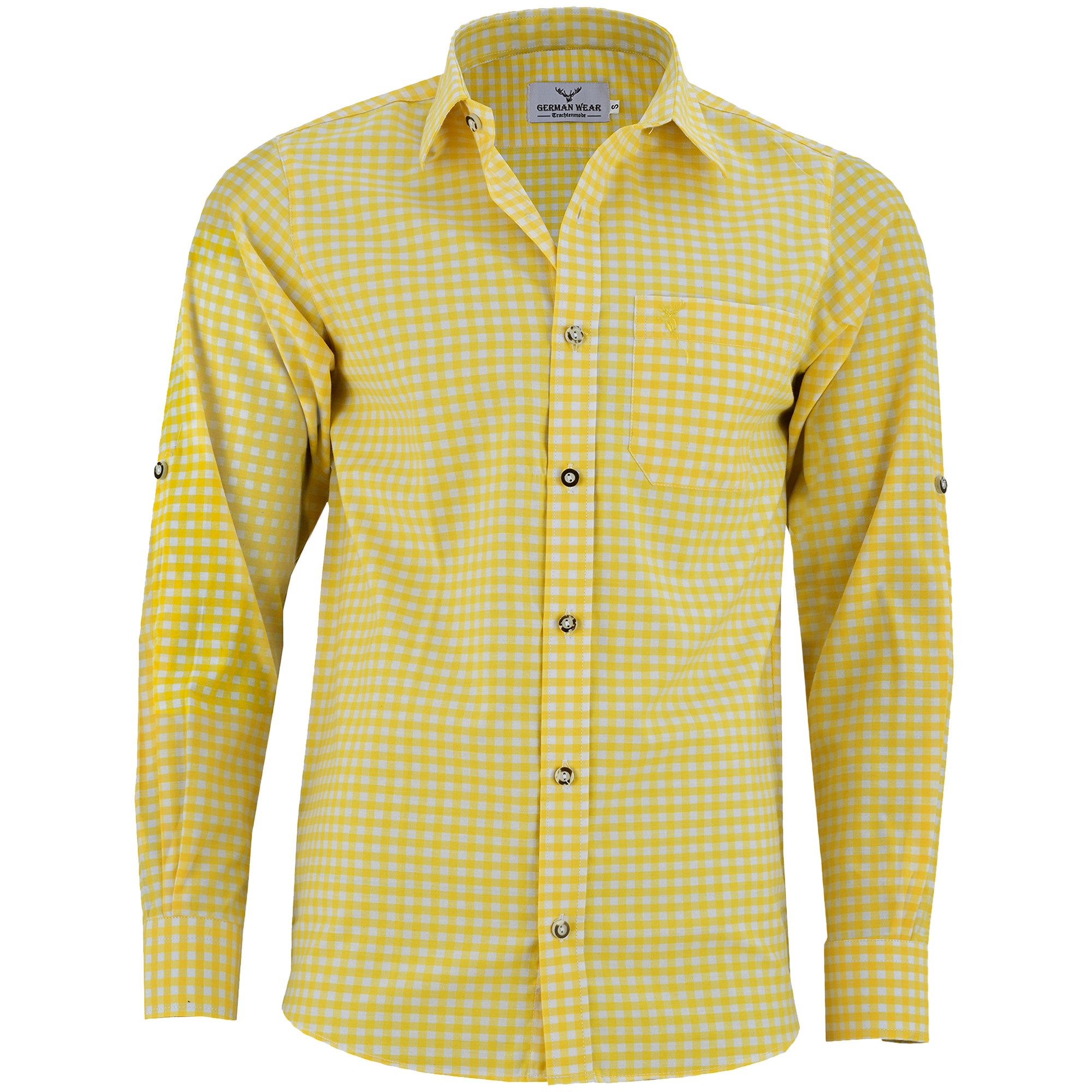 German Wear Trachtenhemd GW1209 Karo Trachtenhemd Fasching & Karneval Gelb günstig online kaufen
