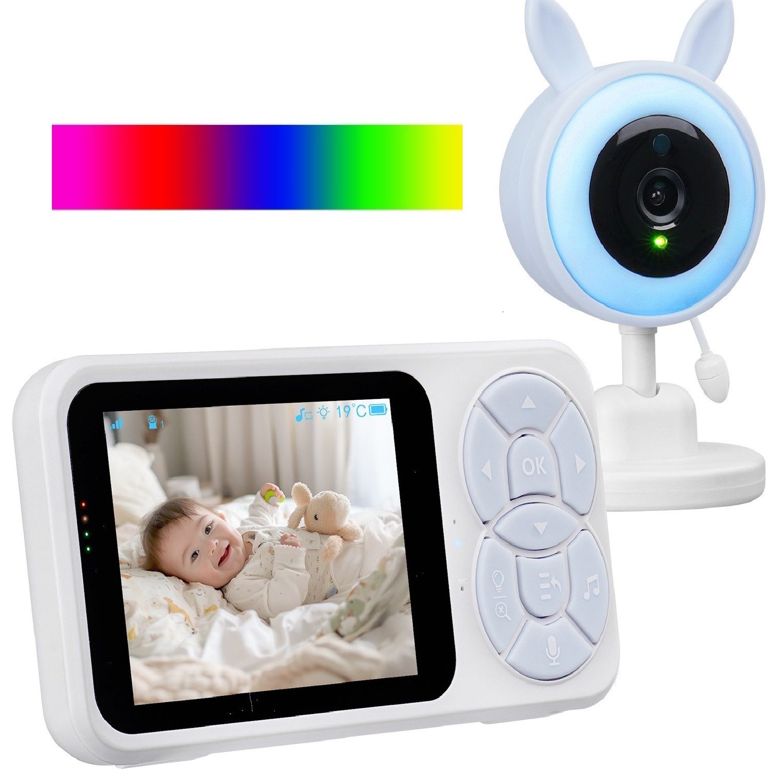 Video-Babyphone 720P 3.5" Babyphone Monitor Kamera, Gegensprechfunktion, Nachtsicht