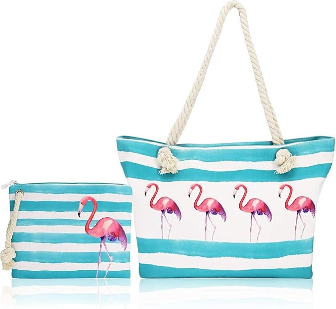 LA CUTE Strandtasche XXL Strandtasche große kleine Tasche langlebig Strand Reisen (Strandtaschen-Set für unterschiedliche Bedürfnisse., 2-tlg., Inklusive einer großen & einer kleinen Strandtasche), Wasserabweisende Innentasche für nasse Gegenstände, faltb