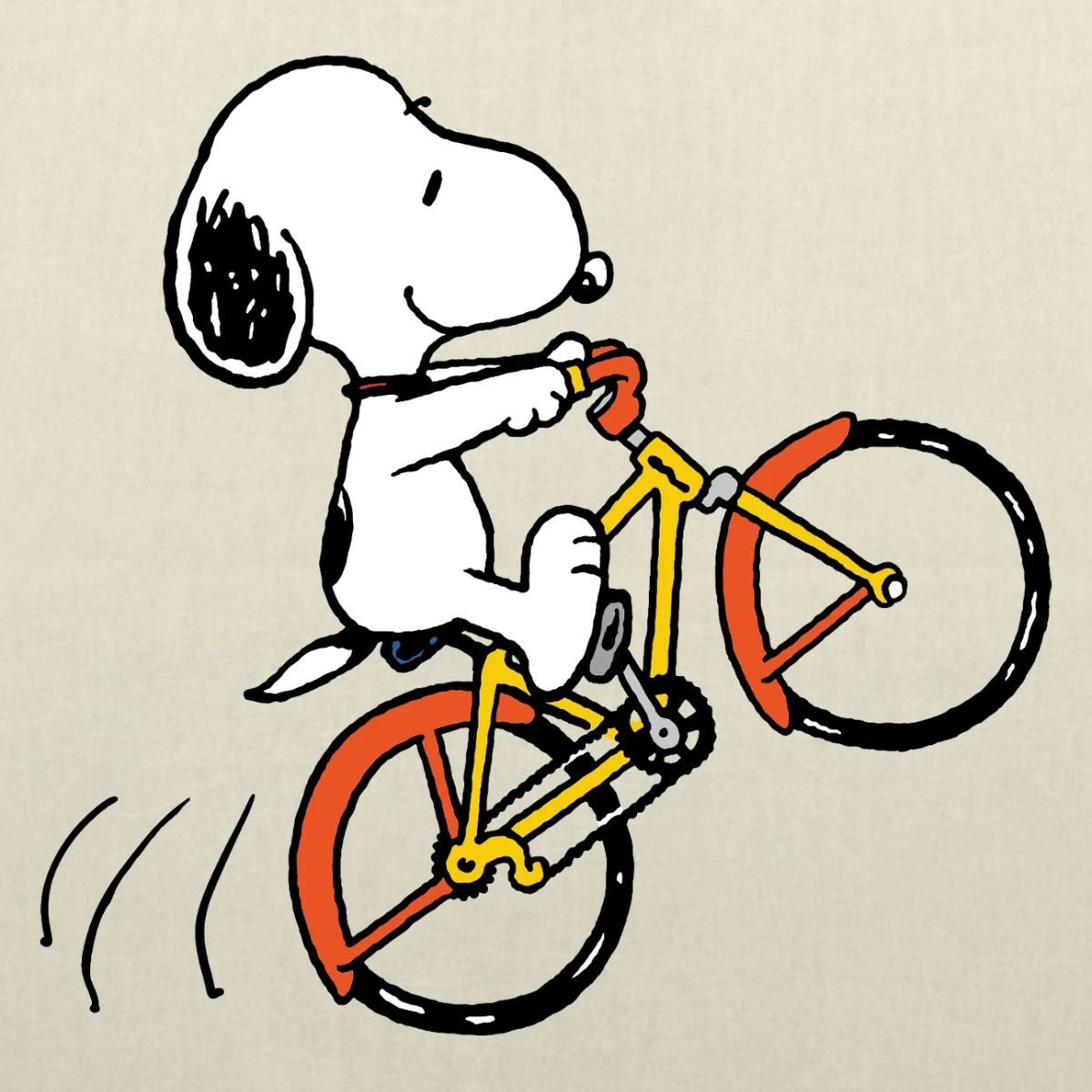 Spreadshirt Henkeltasche Peanuts Snoopy Mit Fahrrad Stoffbeutel (1-tlg)