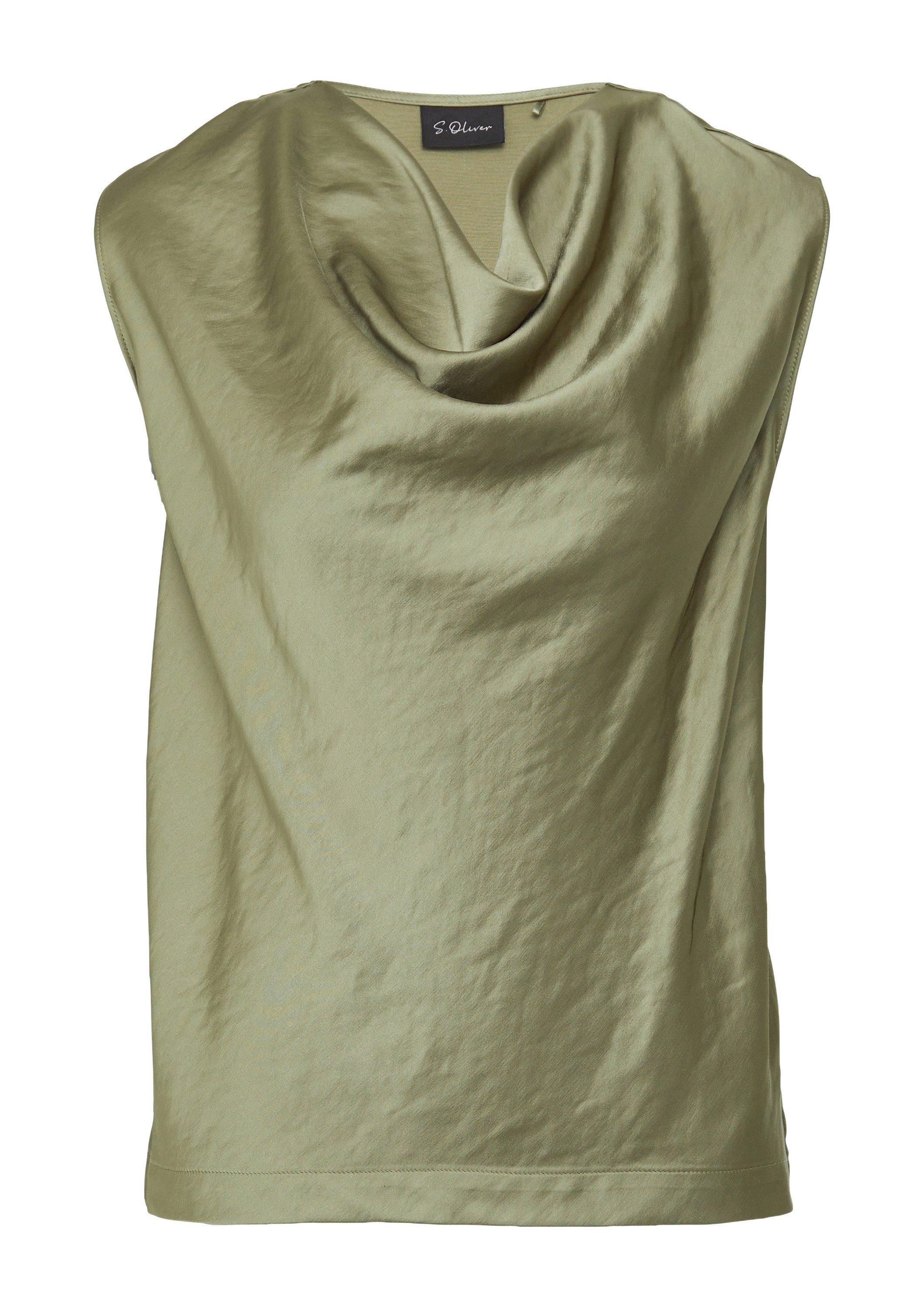 s.Oliver Kurzarmbluse Bluse Ärmellose Satinbluse mit Wasserfall-Ausschnitt günstig online kaufen