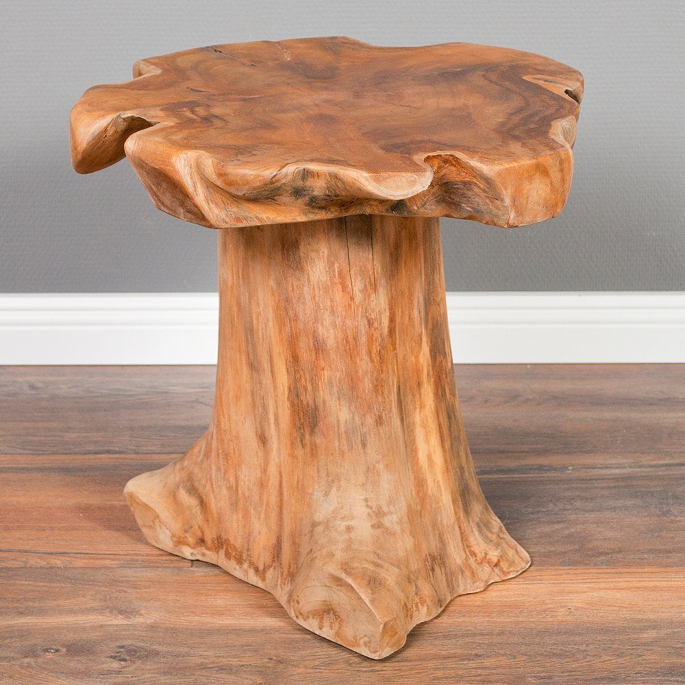 LebensWohnArt Beistelltisch Teak Beistelltisch MELAYA Natural Ø ca. 45cm massiv