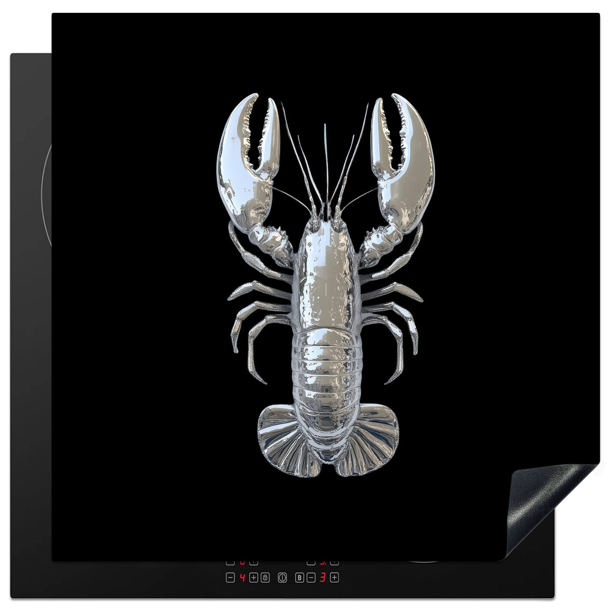 MuchoWow Herd-Abdeckplatte Hummer - Silber - Metallisch - Luxus, Vinyl, (1 tlg), Küche Herdabdeckung Ceranfeld Induktionsfeld Vinyl, 60x60 cm