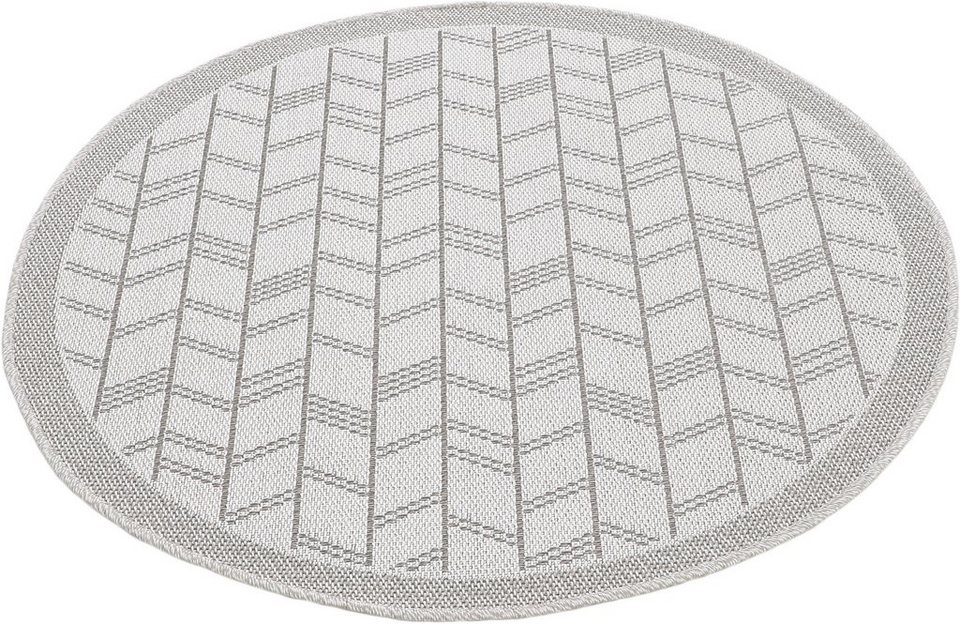 Teppich Boho 102, carpetfine, rund, Höhe: 4 mm, robustes Flachgewebe, Sisal  Optik, für Außenbereich