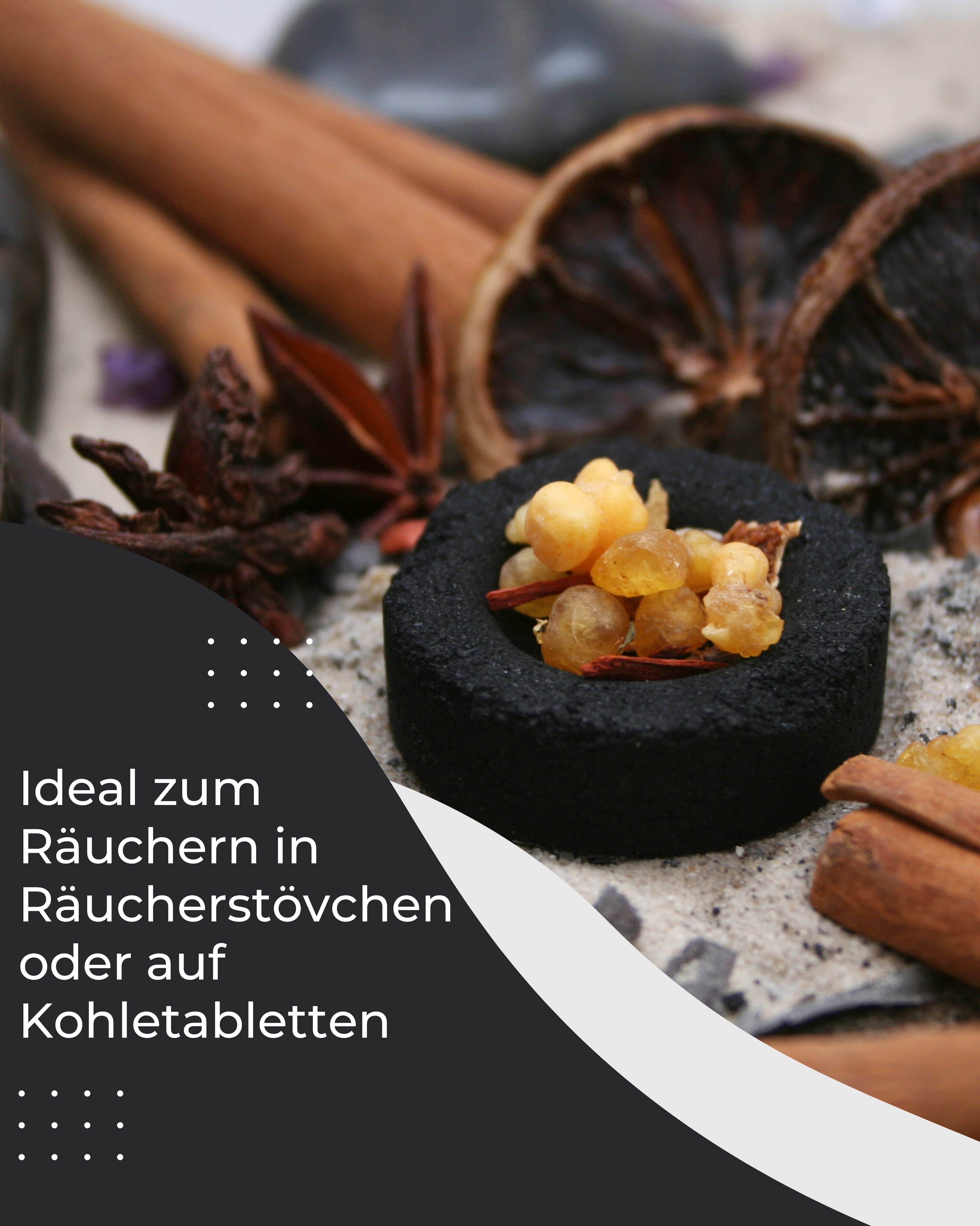 Incensera Räucherstäbchen-Halter Räucherset Weihrauch - 3-teiliges Räucherwerk aus Boswellia-Harz&Luban, naturbelassen, ohne Zusätze, handverlesen, wiederverschließbar