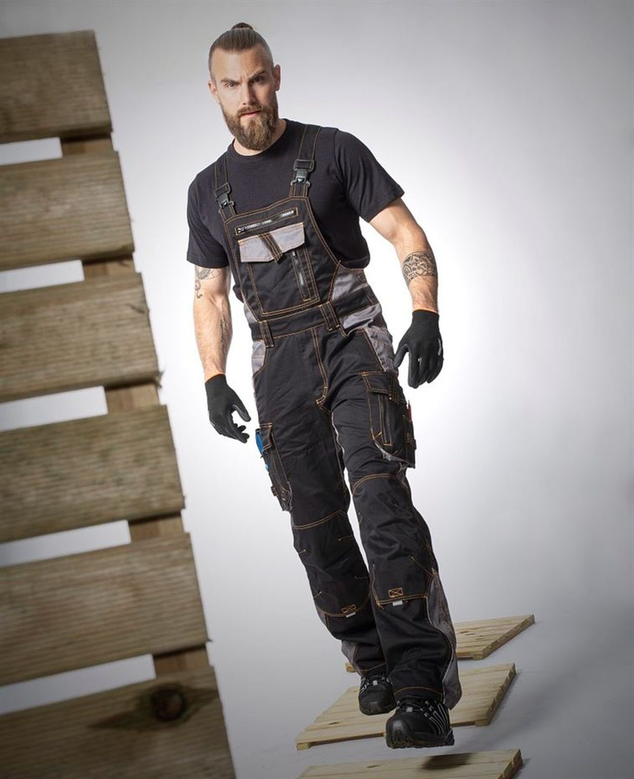 Ardon Safety Arbeitslatzhose Arbeitslatzhose Sicherheitshose Arbeitshose Kombihose Schwarz Ardo