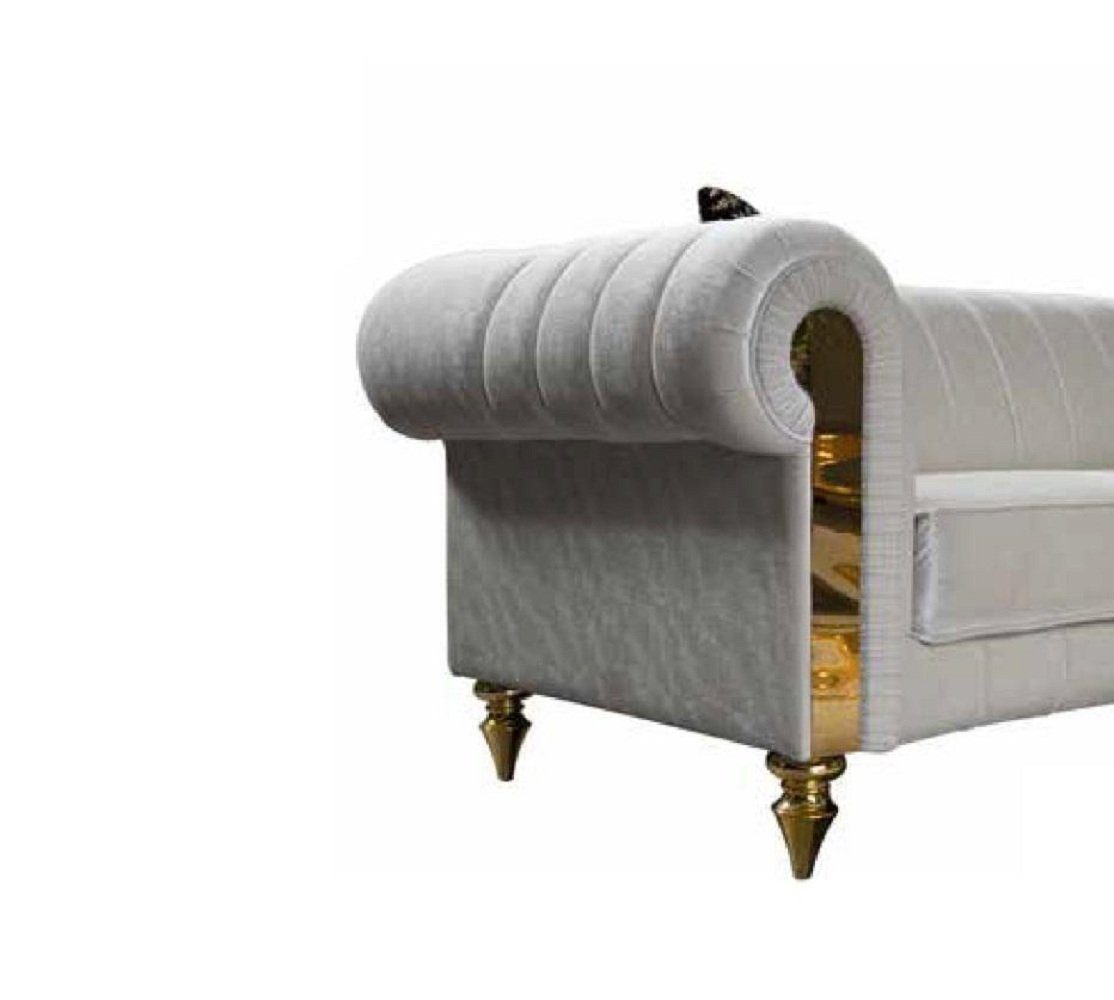 Couch, Textilmöbel Dreisitzer JVmoebel Chesterfield Made Teile, 1 in Chesterfield-Sofa Europe Brauner Sofa Luxus