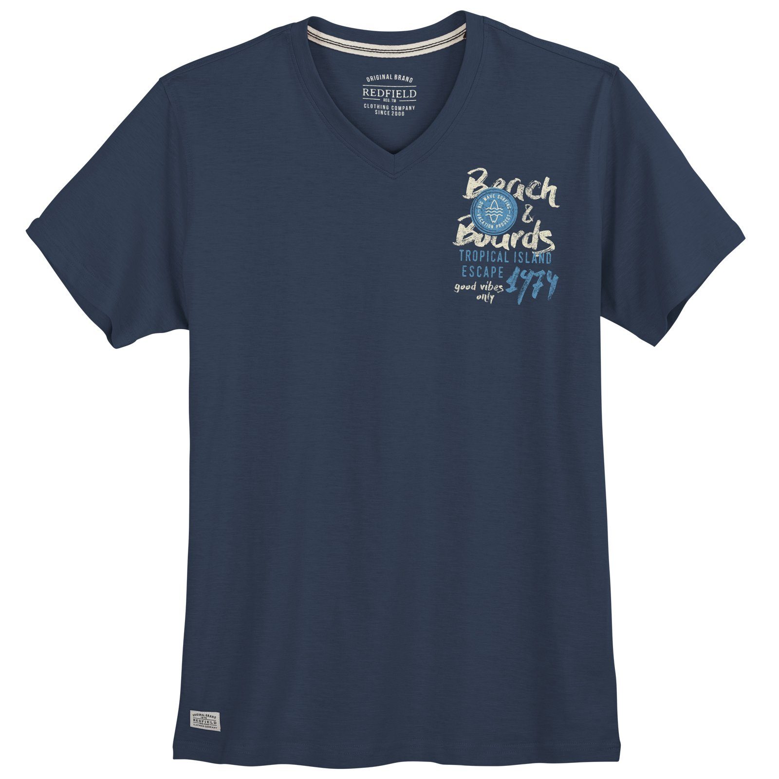 redfield V-Shirt Redfield modisches V-Neck T-Shirt Übergröße blau