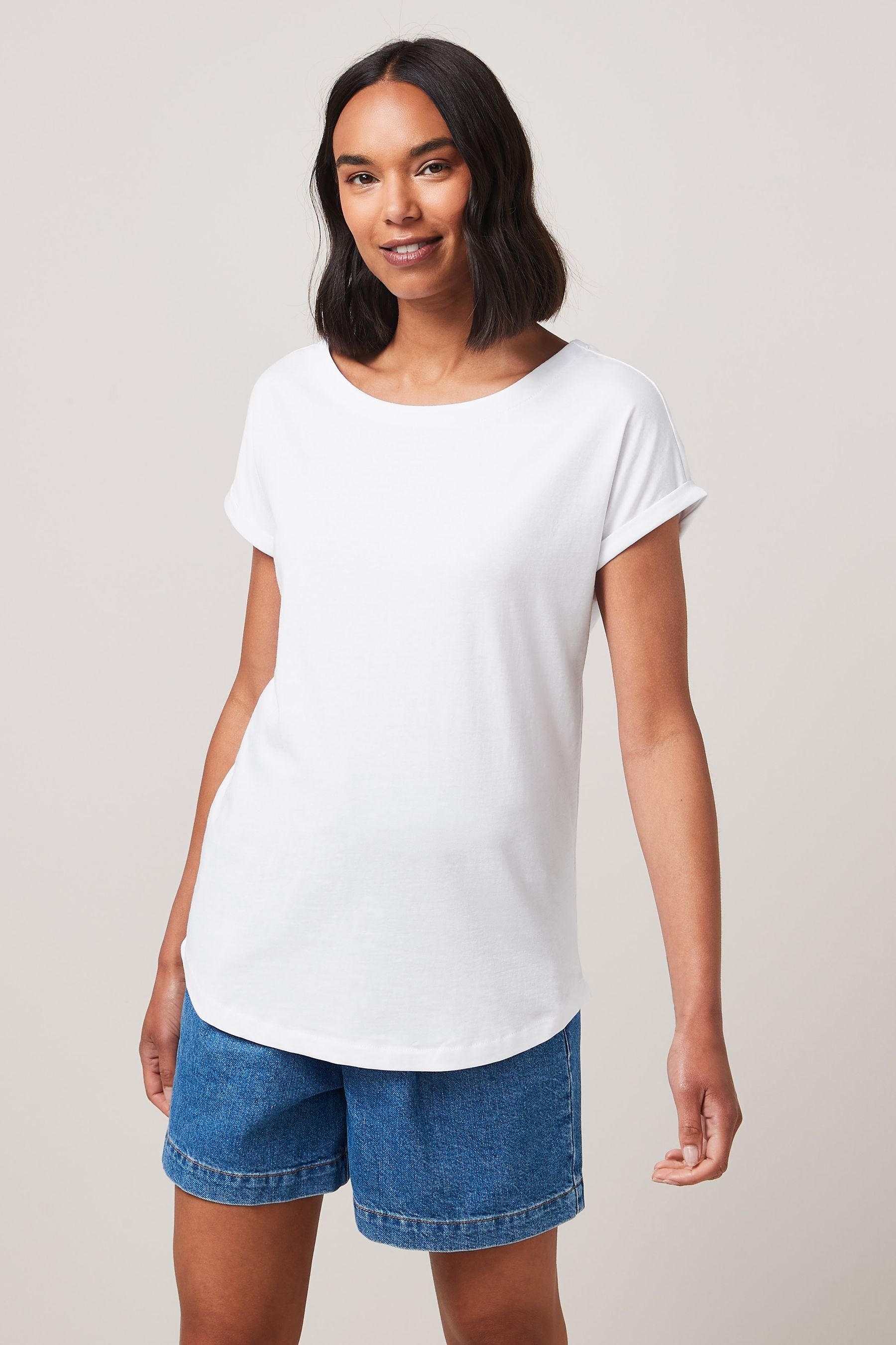 Next T-Shirt (3-tlg) 3er-Pack Daisy T-Shirts Flügelärmeln, mit Print/Blue/White