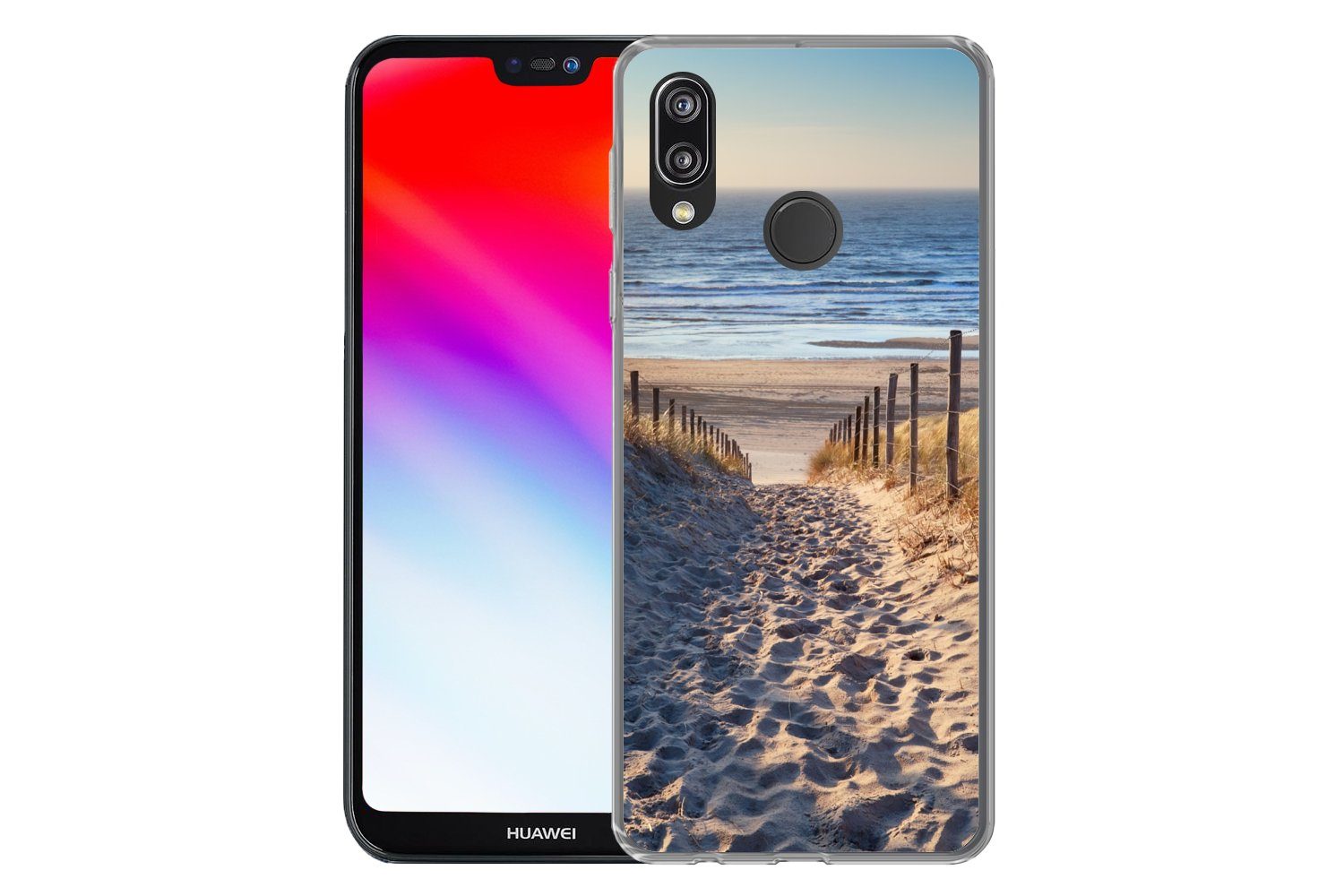 MuchoWow Handyhülle für Huawei P20 Lite (2020) Strand - Meer - Niederlande - Dünen - Sonne, Handy Case, Silikon, Bumper Case Dünn