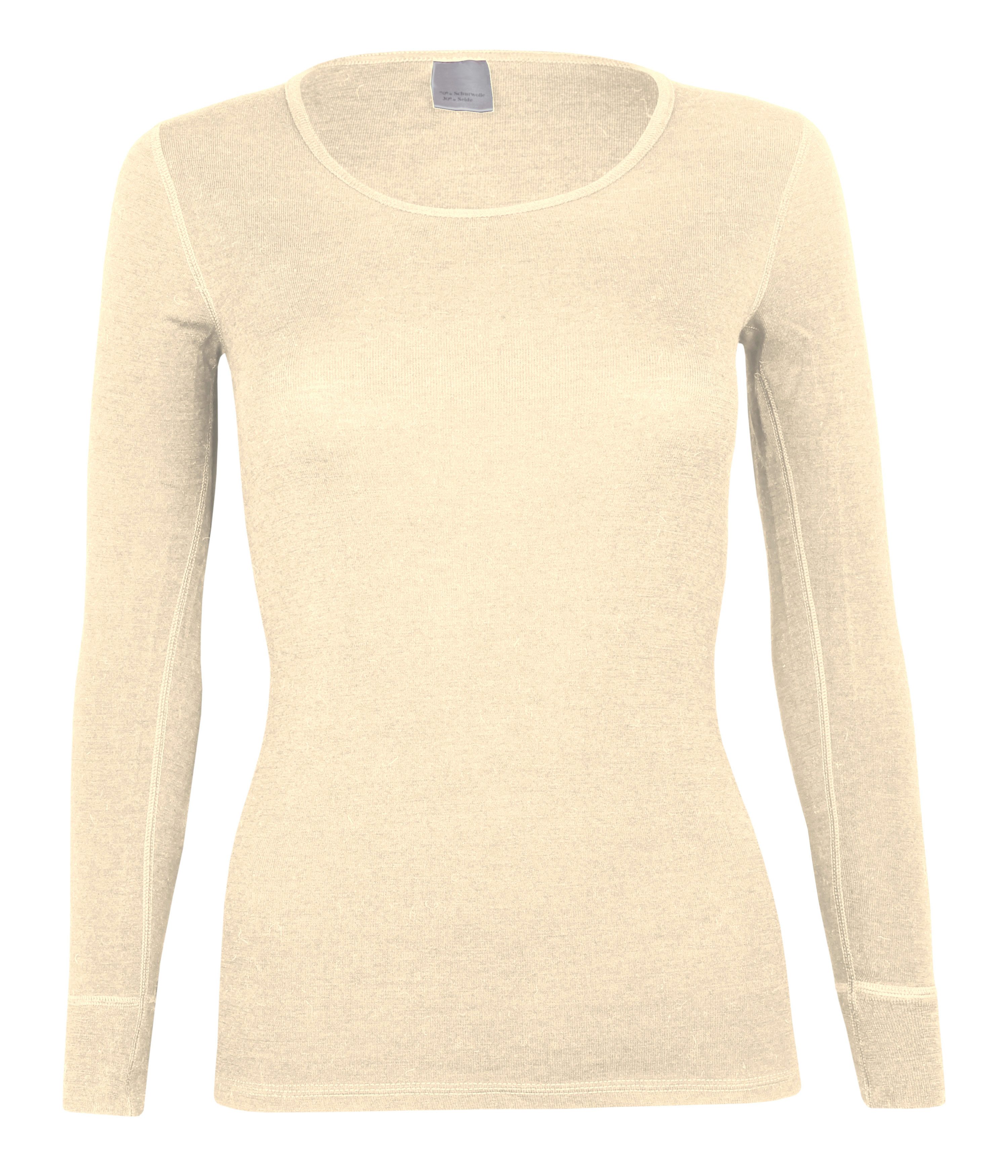 wobera NATUR Unterhemd für Damen mit langem Arm reine Naturwäsche aus Merino&Baumwolle