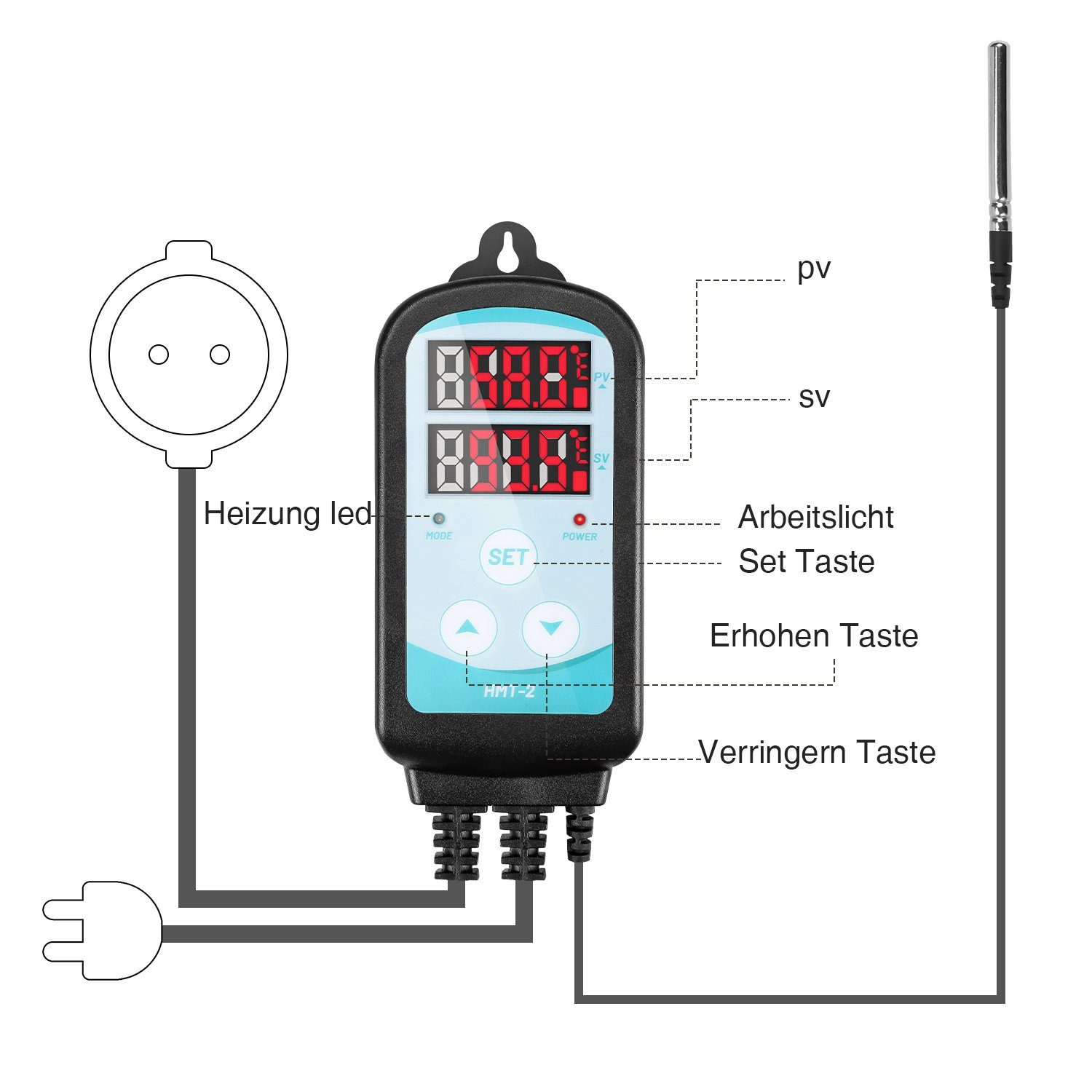 Lospitch Heizkörperthermostat Temperaturregler Messeingänge Sensoren  Digitaler 3000W Thermostat 230V