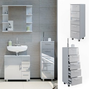 Vicco Midischrank Badezimmerschrank ILIAS Weiß Hochglanz