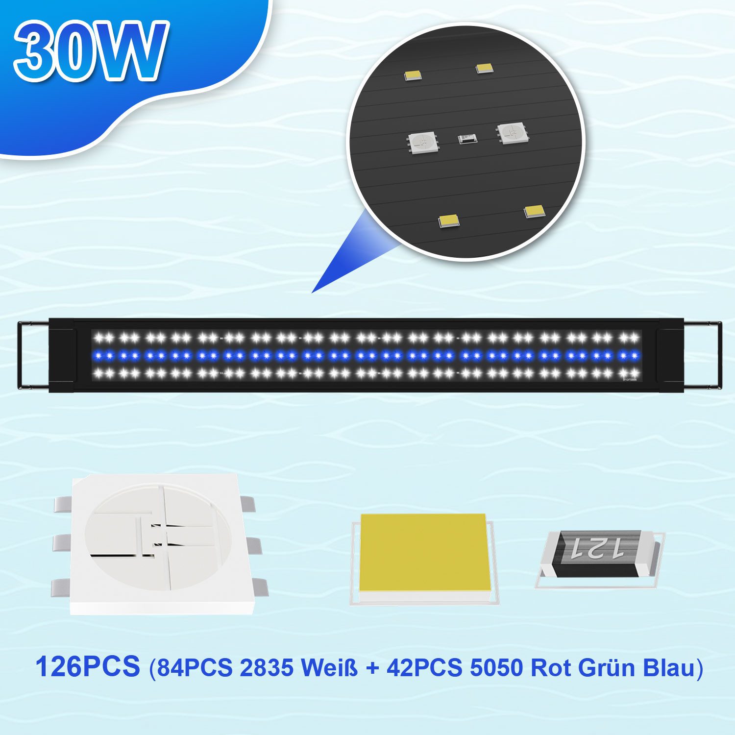 Clanmacy LED Aquariumleuchte LED Aquarium RGB Aquariumleuchte Beleuchtung aquarium licht 18-45W, RGB86.5 FITS 90-120CM TANk
