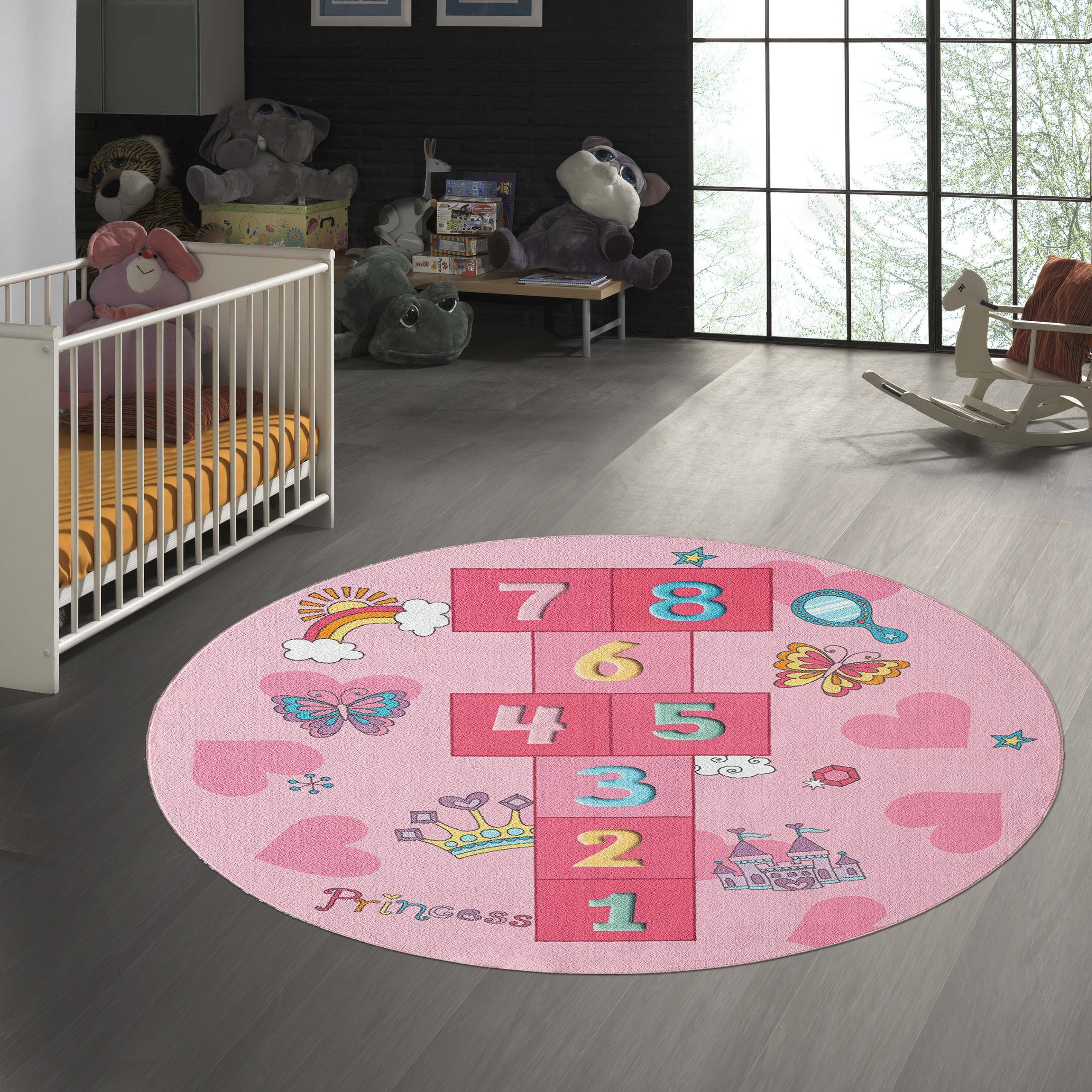 TeppichHome24 Teppich Prinzessinnen Hüpfspielteppich mit Herzen in pink, re günstig online kaufen