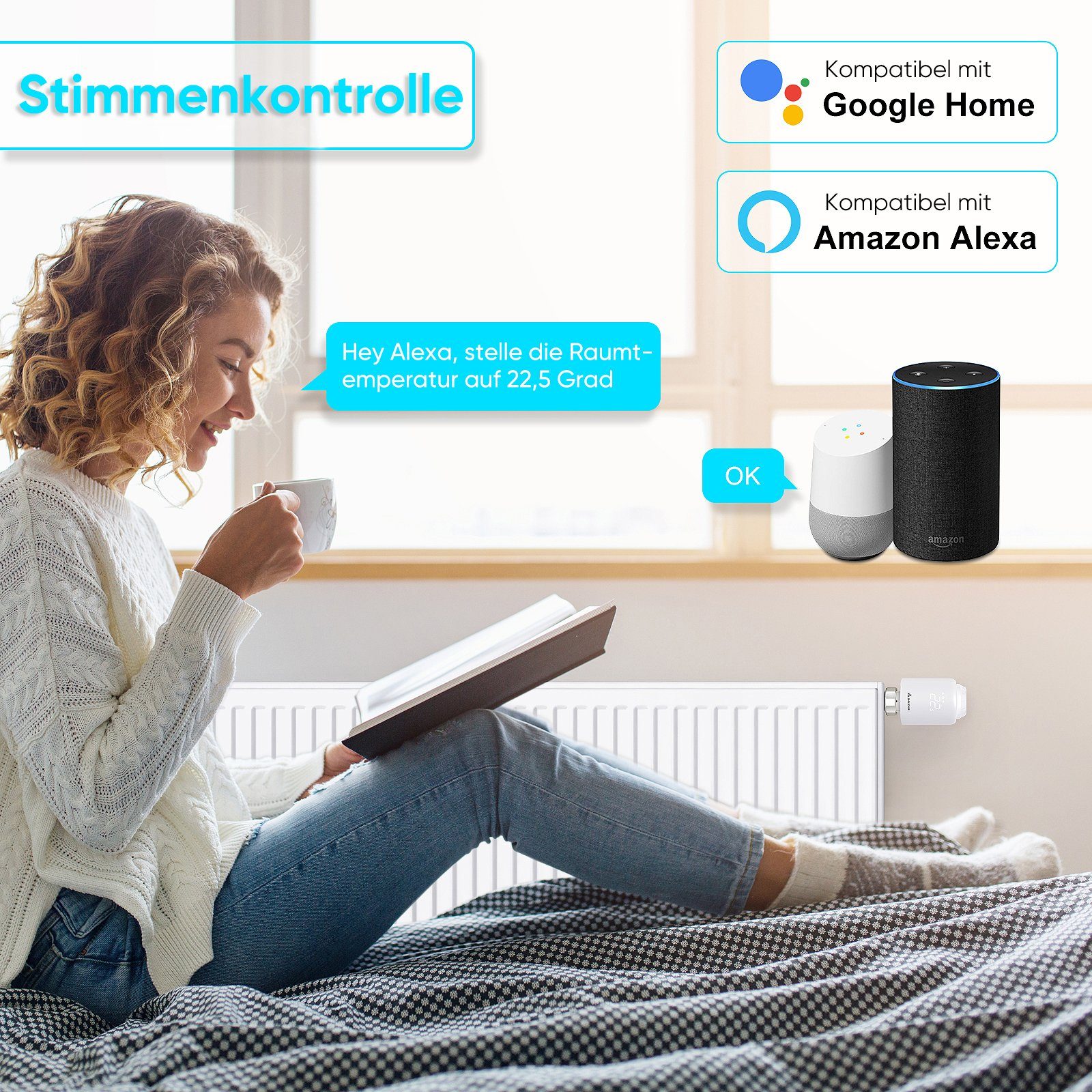 Salcar Heizkörperthermostat Smartes WiFi Heizungsthermostat, (3 St) – Bild 5 von 5