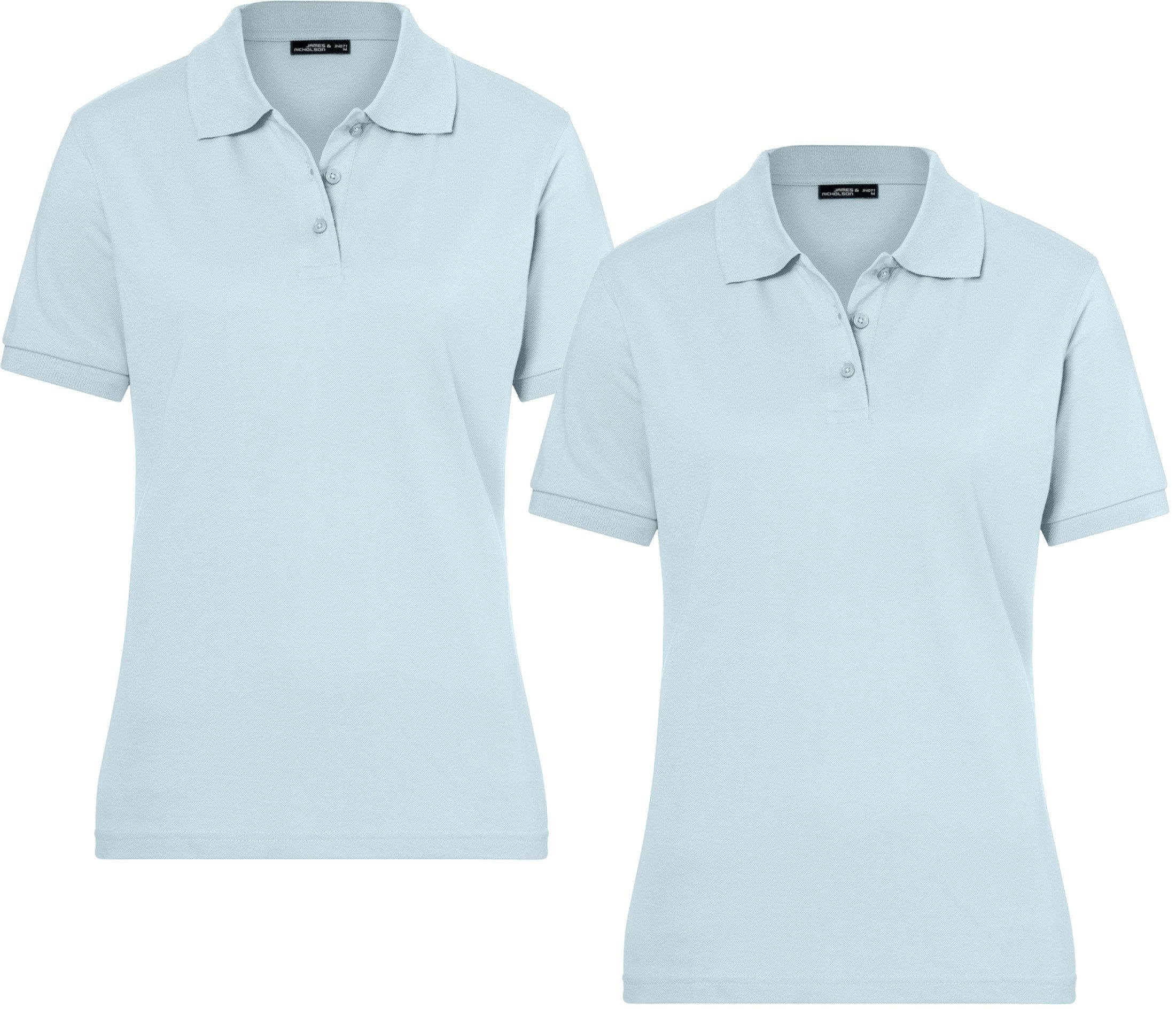 James & Nicholson Poloshirt Doppelpack Feines Damen Piqué-Poloshirt mit gestrickten Bündchen JN071 (Doppelpack, 2er-Pack) Sportlicher Schnitt mit Seitenschlitzen