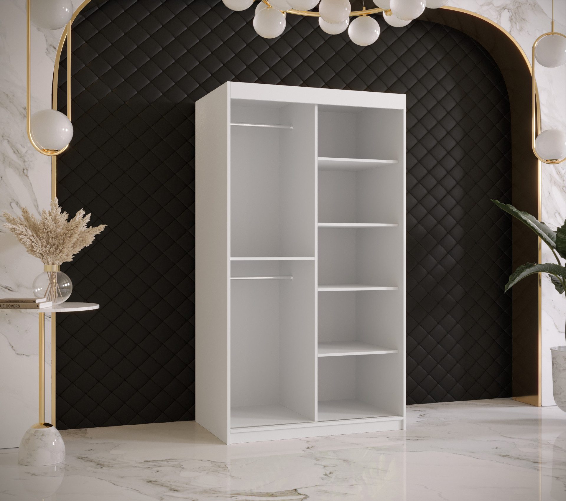 ABIKS MÖBEL Schwebetürenschrank RIFLO WAVE 2 Schlafzimmerschrank - mit Schiebetüren, Kleiderstange