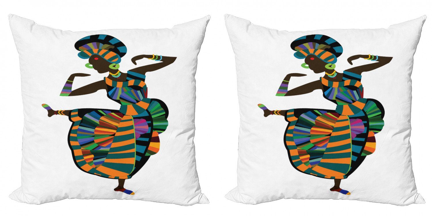 Kissenbezüge Modern Accent Doppelseitiger Digitaldruck, Abakuhaus (2 Stück), afrikanische Frau Tanzen Zulu-Mädchen