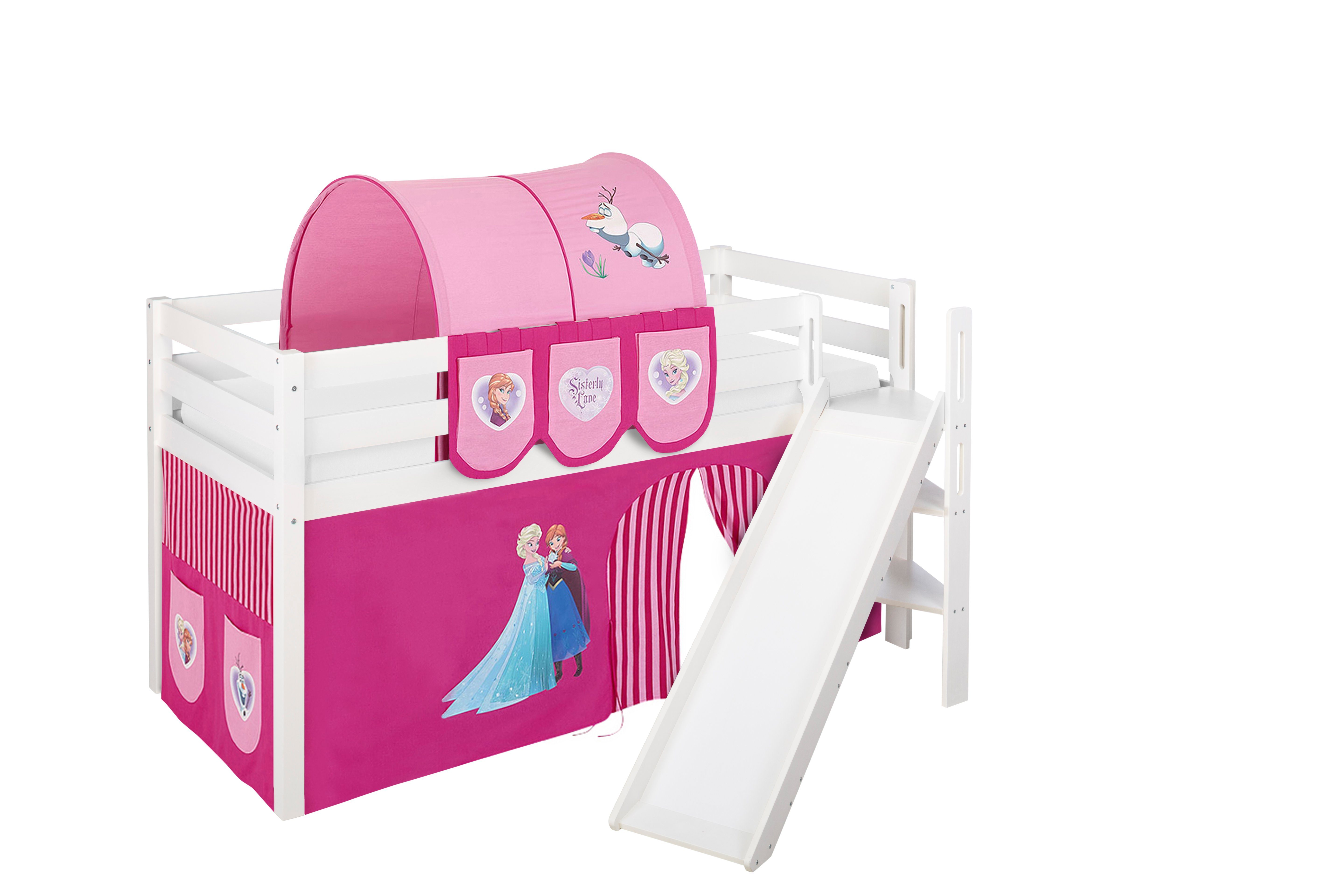 Lilokids Prinzessinbett Hochbett mit schräger Rutsche JELLE FROZEN Eiskönigin Anna & Elsa