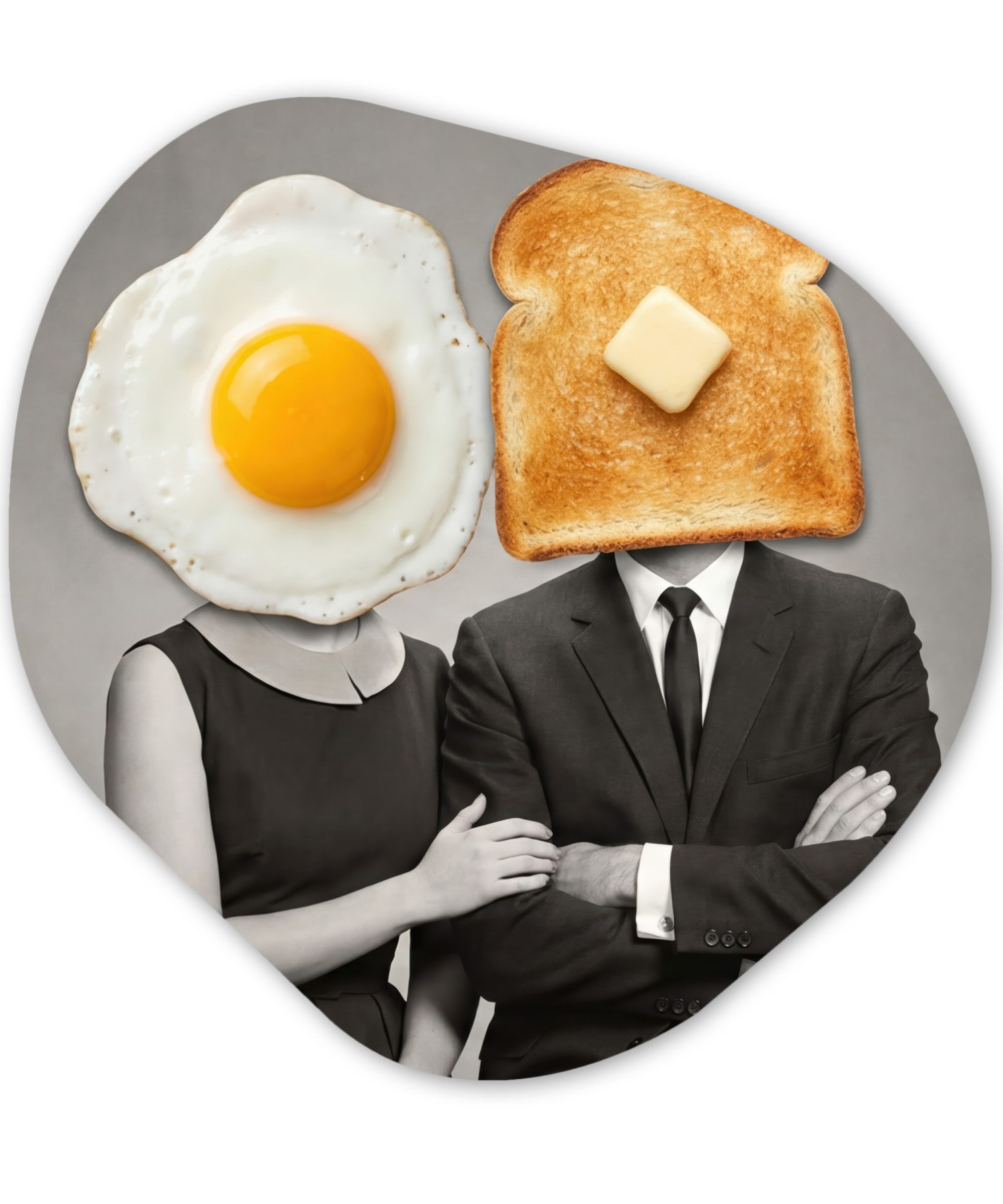 MuchoWow Gemälde Frühstück - Ehepaar - Ei - Brot, Fotodruck (1 St), Wandbild Abstrakt, Wohnzimmer Schlafzimmer Wanddekoration, 40x40 cm