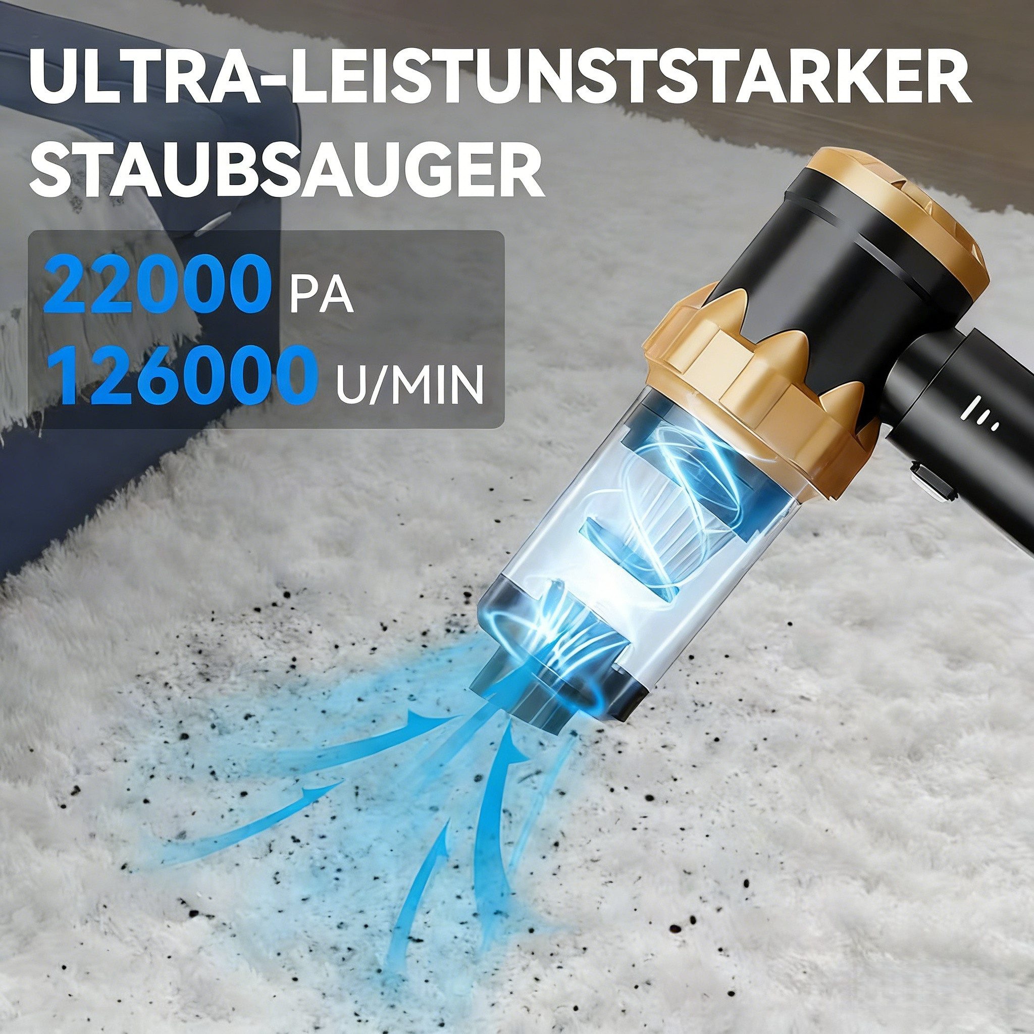 Kityhome Handstaubsauger Kabelgebundener Handstaubsauger, 18.000Pa - Auto Bürstenlosem Motor, 120 W, Konstant volle Power durch Kabelanschluss
