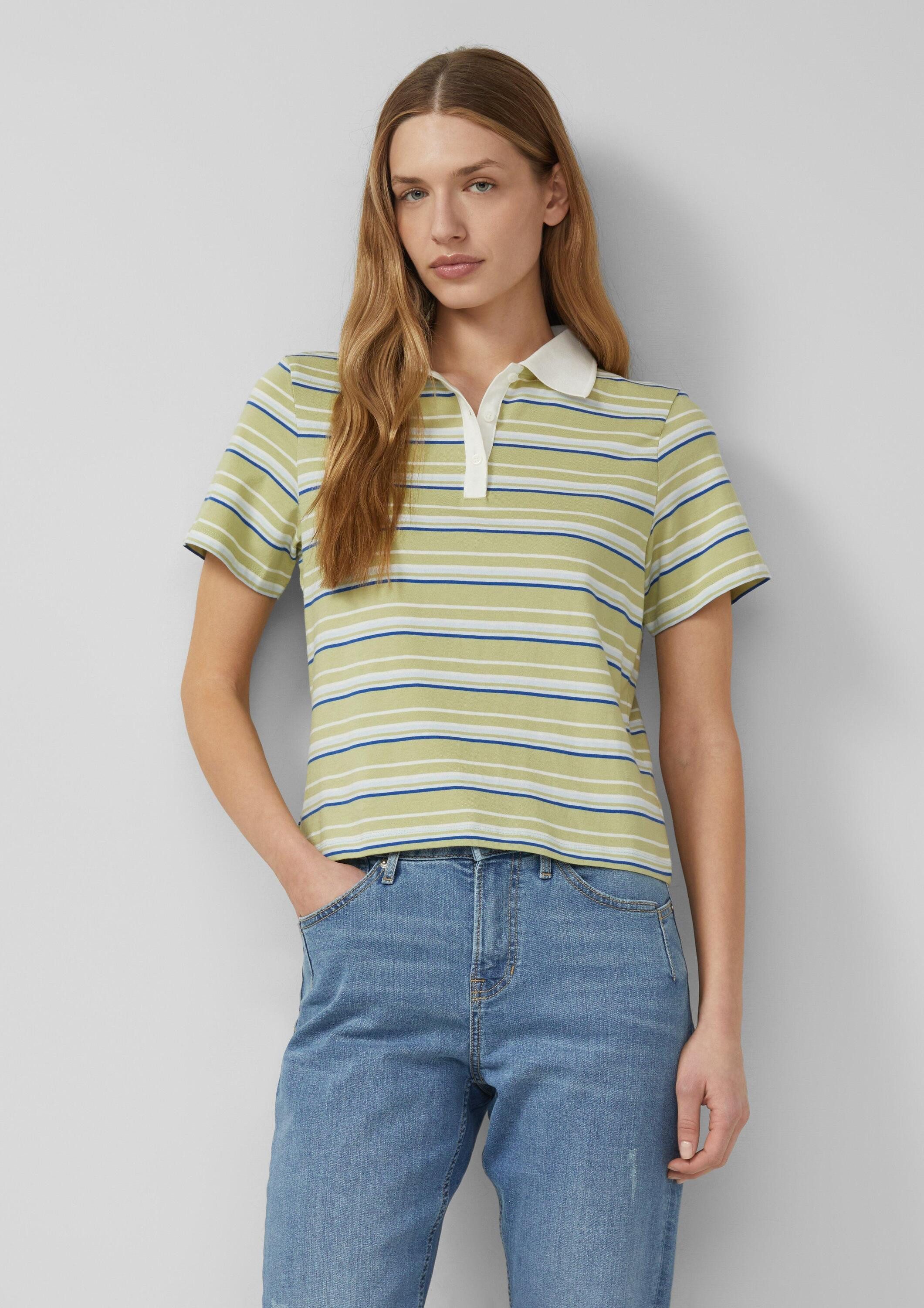s.Oliver Kurzarmshirt Polo-Shirt Verkürztes Poloshirt im Slim Fit