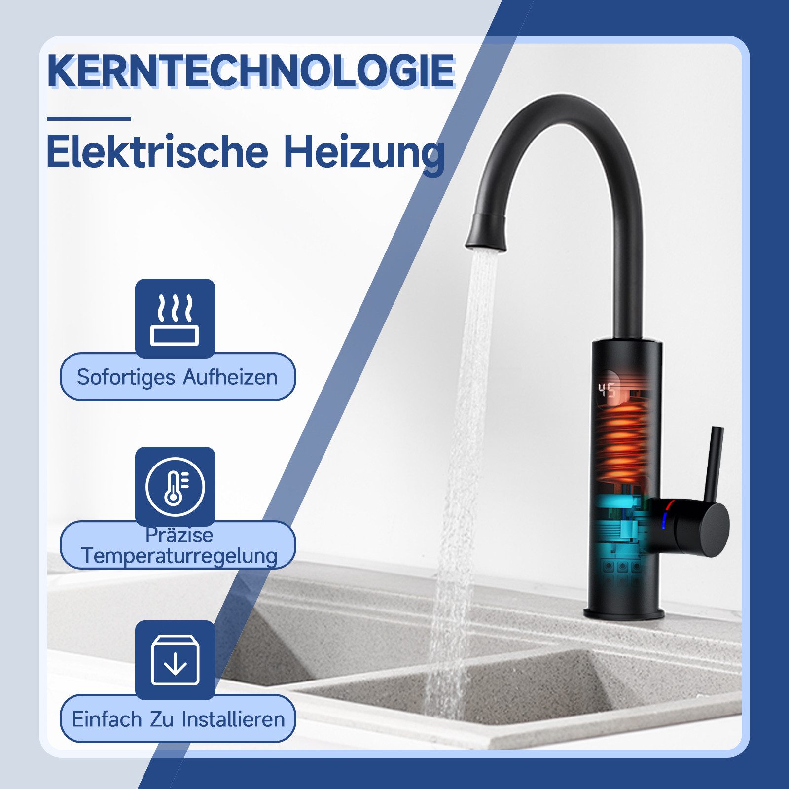 Oihpaw Küchenarmatur mit integriertem Durchlauferhitzer Wasserhahn günstig online kaufen
