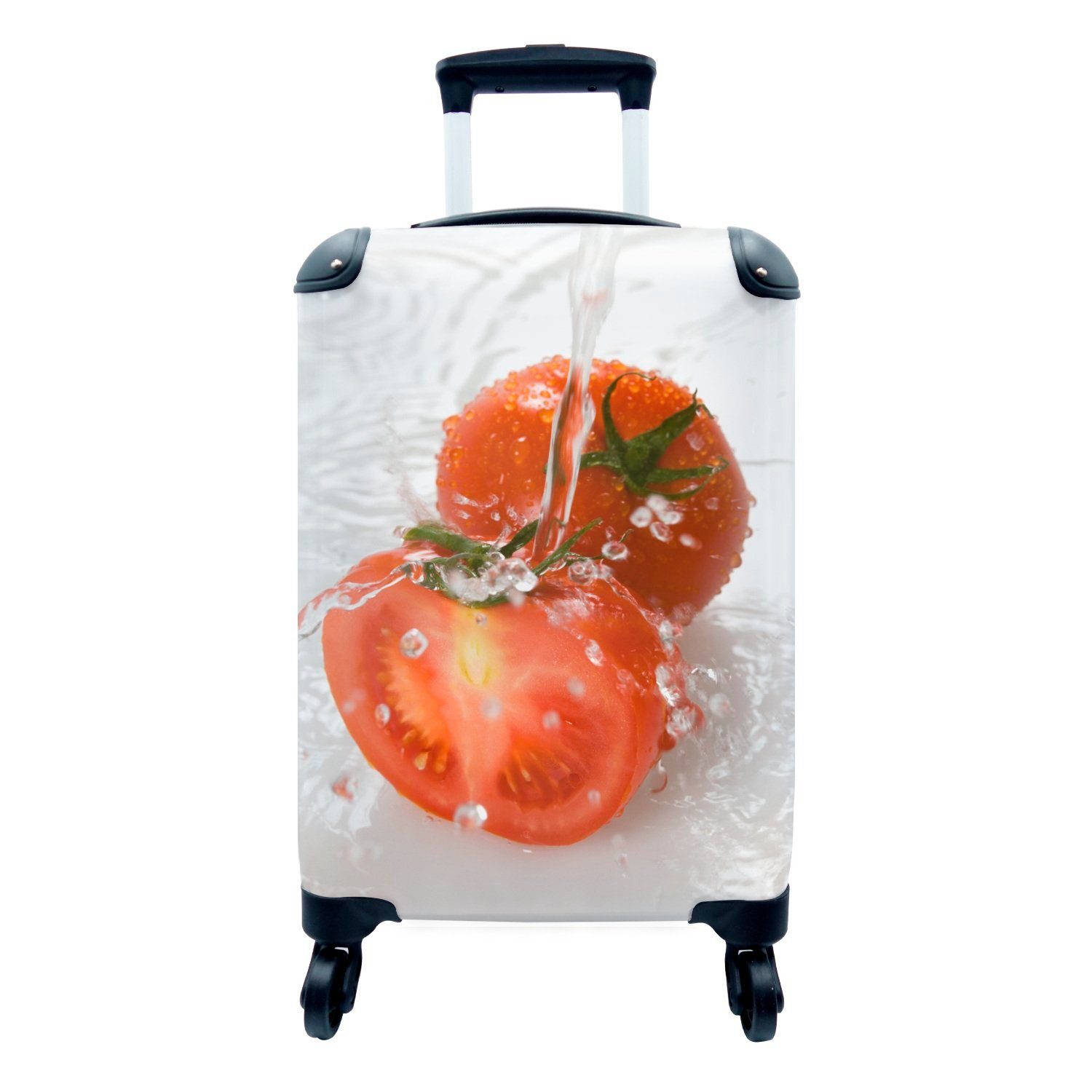 MuchoWow Handgepäckkoffer Tomate - Wasser - Waschen, 4 Rollen, Reisetasche mit rollen, Handgepäck für Ferien, Trolley, Reisekoffer