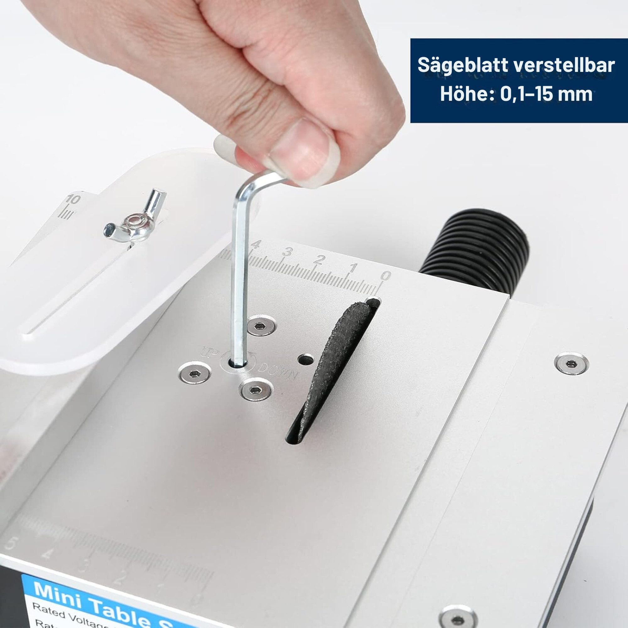 Vivitar Tischkreissäge Tragbare elektrische Minisäge, kompakt DIY-Schneidewerkzeug, Schneidemaschine mit einstellbarer Schnitttiefe, Tragbare Tischkreissäge für Schule und Zuhause, multifunktional anhebbare Klinge einstellbare Geschwindigkeit