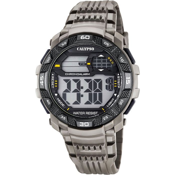 CALYPSO WATCHES Digitaluhr Calypso Herren Uhr K5702/1 Kunststoff PUR (Armbanduhr) Herren Armbanduhr rund PURarmband grau Sport