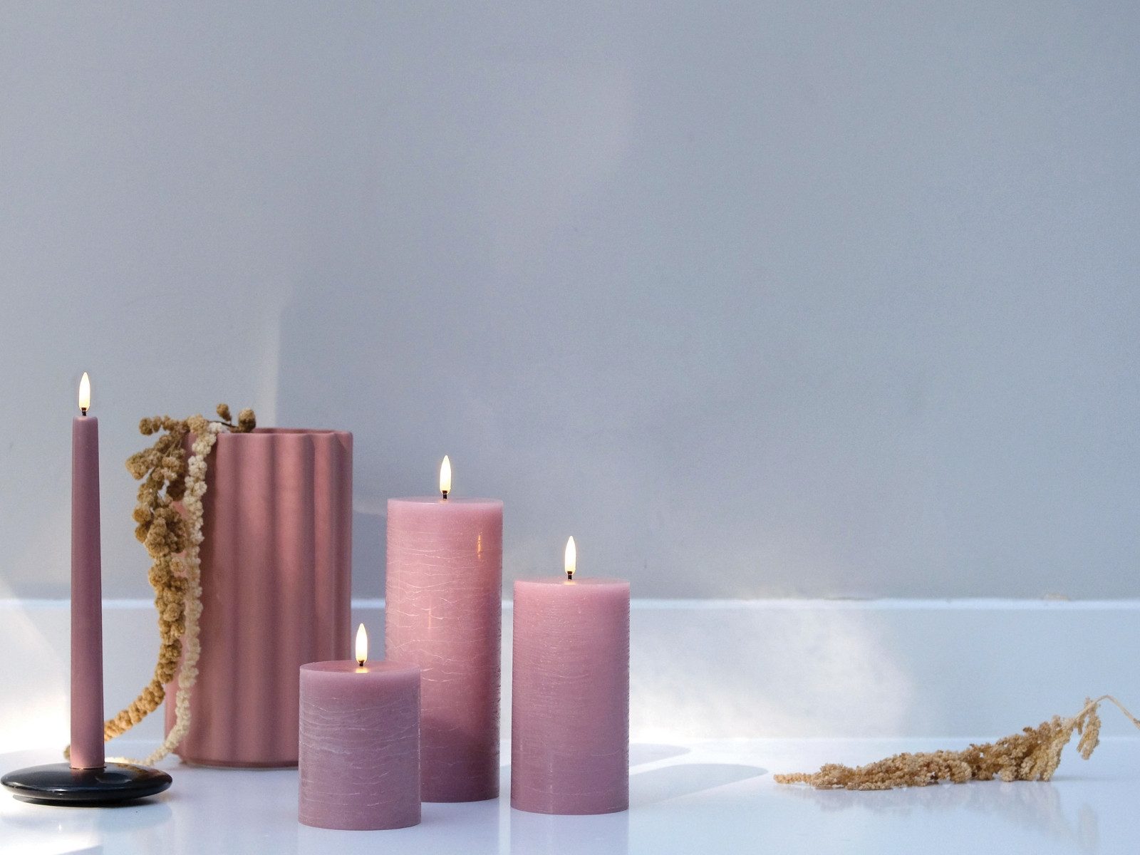 UYUNI Lighting LED-Kerze Pillar LED-Kerze Rustic light lavender 20,3cm