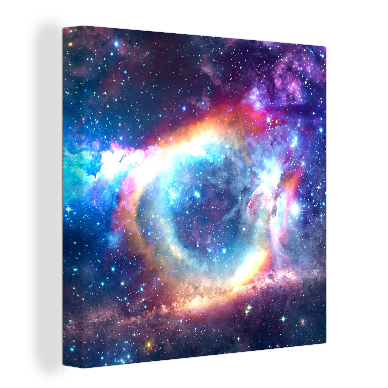 OneMillionCanvasses® Leinwandbild Weltraum - Regenbogen - Farben, (1 St), Leinwand Bilder für Wohnzimmer Schlafzimmer